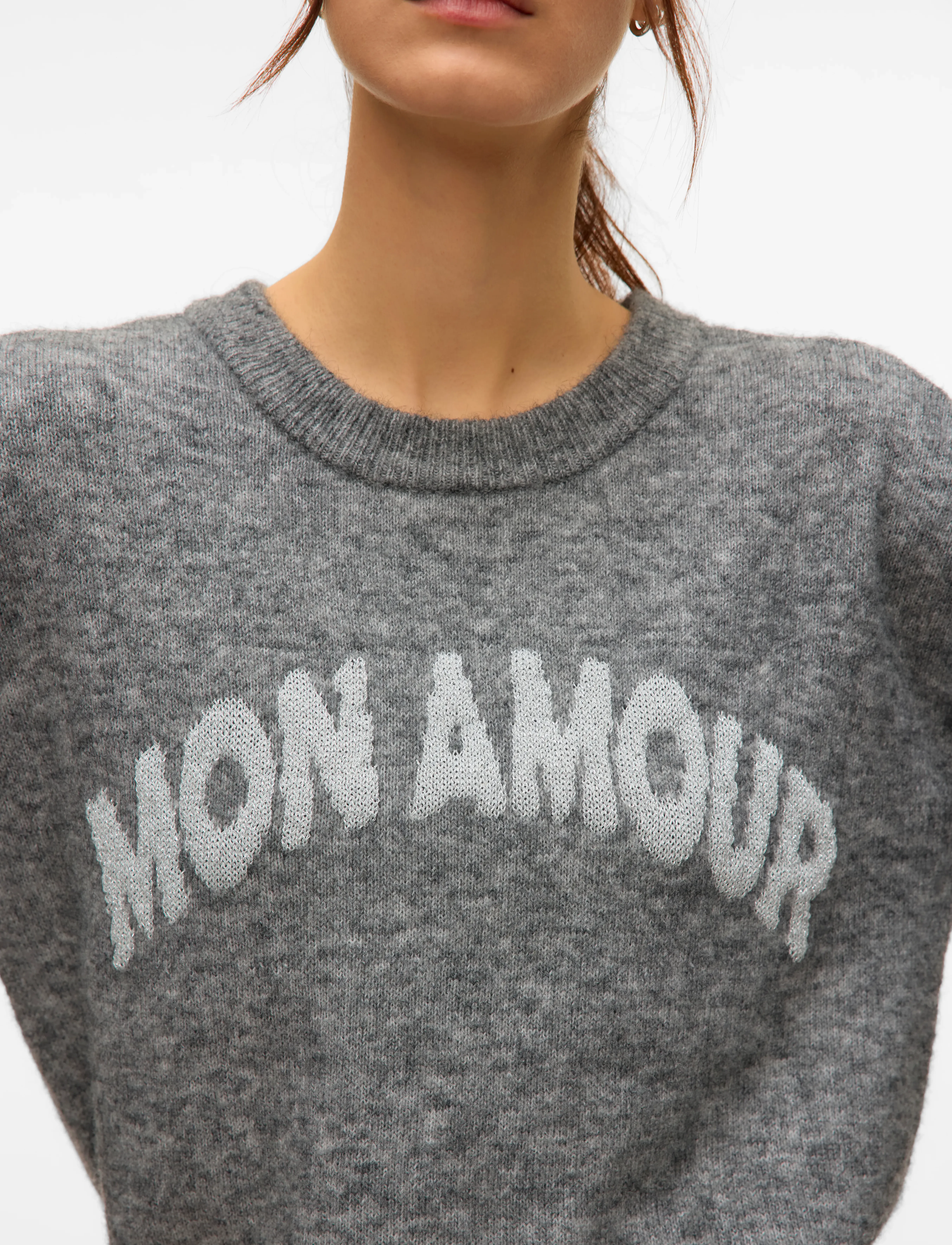 Vero Moda - VMAMOREMIO LS O-NECK PULLOVER BOO - laagste prijzen - medium grey melange - 5