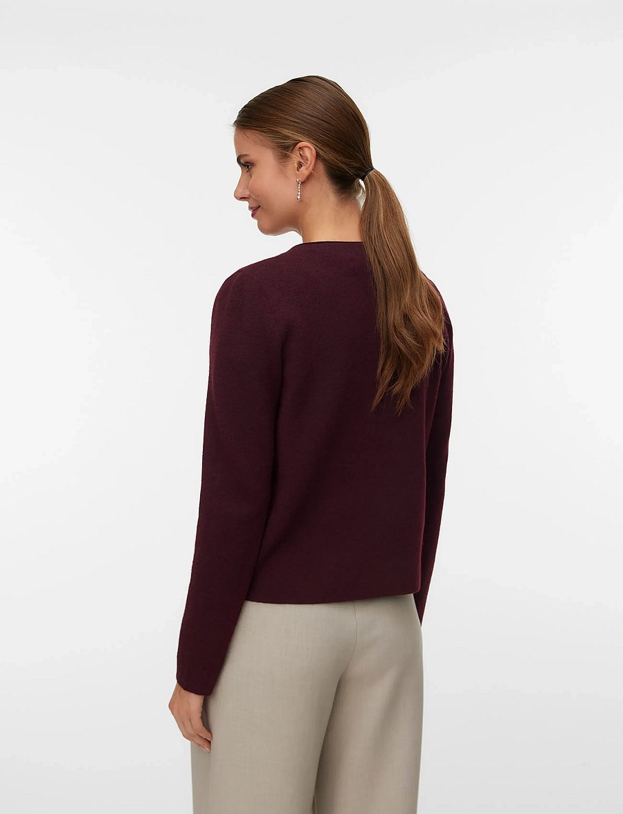 Vero Moda - VMMARINA LS O-NECK CARDIGAN BOO - strickjacken - winetasting - 3