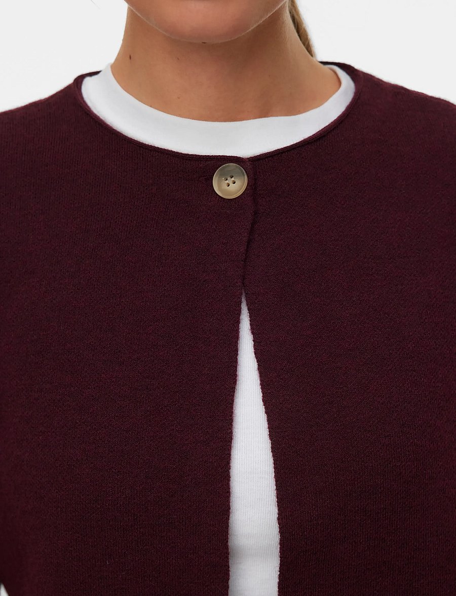 Vero Moda - VMMARINA LS O-NECK CARDIGAN BOO - strickjacken - winetasting - 5