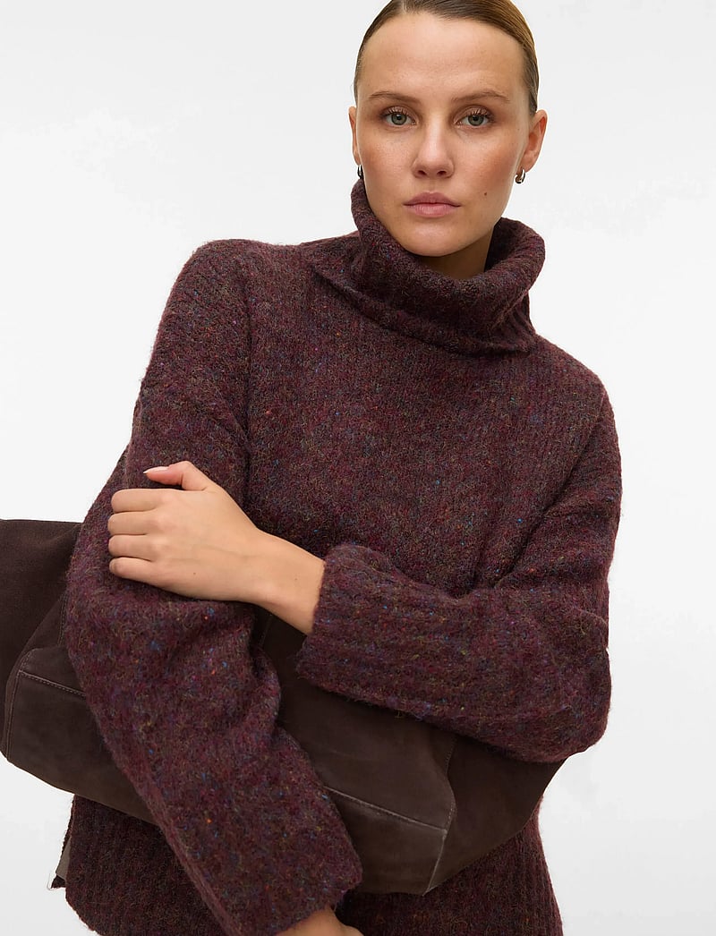 Vero Moda - VMINGRID LS ROLL NECK PULLOVER NOOS - striktrøjer - winetasting - 4