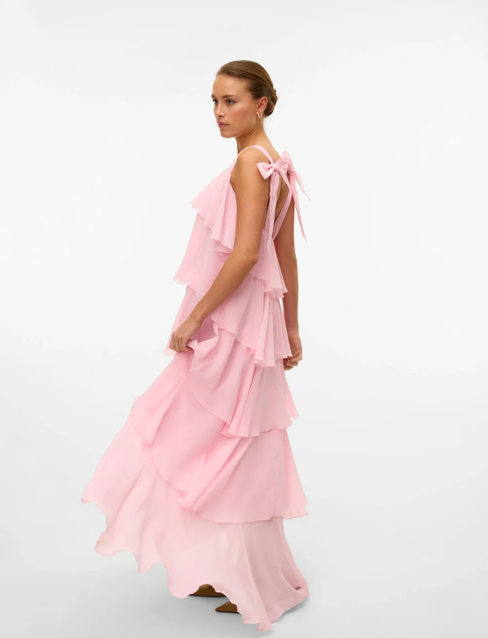 Vero Moda - VMFELICIA TIESTRAP RUFFLE MAXI DRESS EXP - festkjoler - cherry blossom - 3