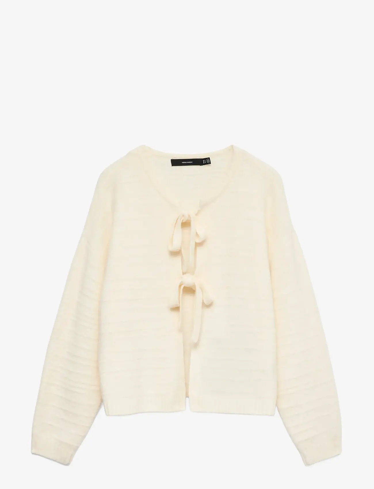 Vero Moda - VMBOOM STRUCTURE LS O-NECK TIE CARD BOO - cardigans - birch - 1
