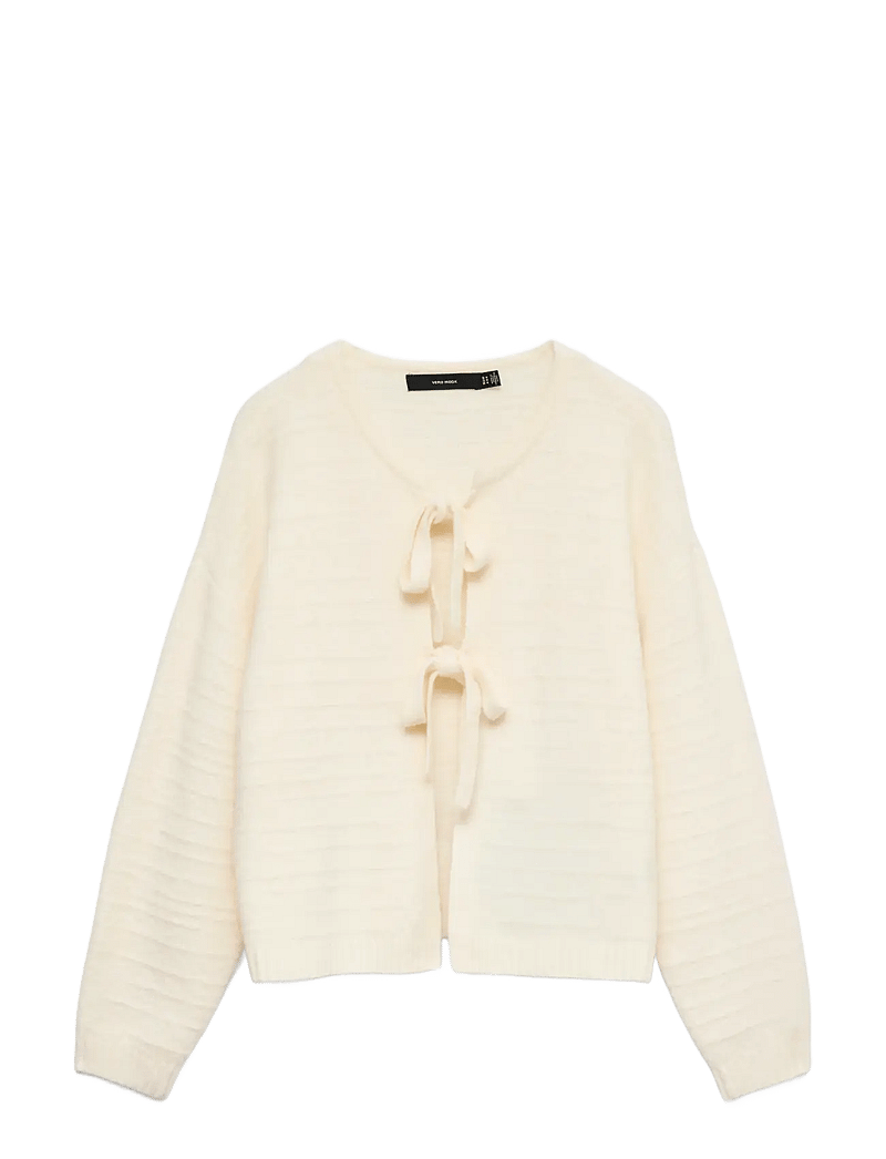 Vero Moda - VMBOOM STRUCTURE LS O-NECK TIE CARD BOO - cardigans - birch - 1