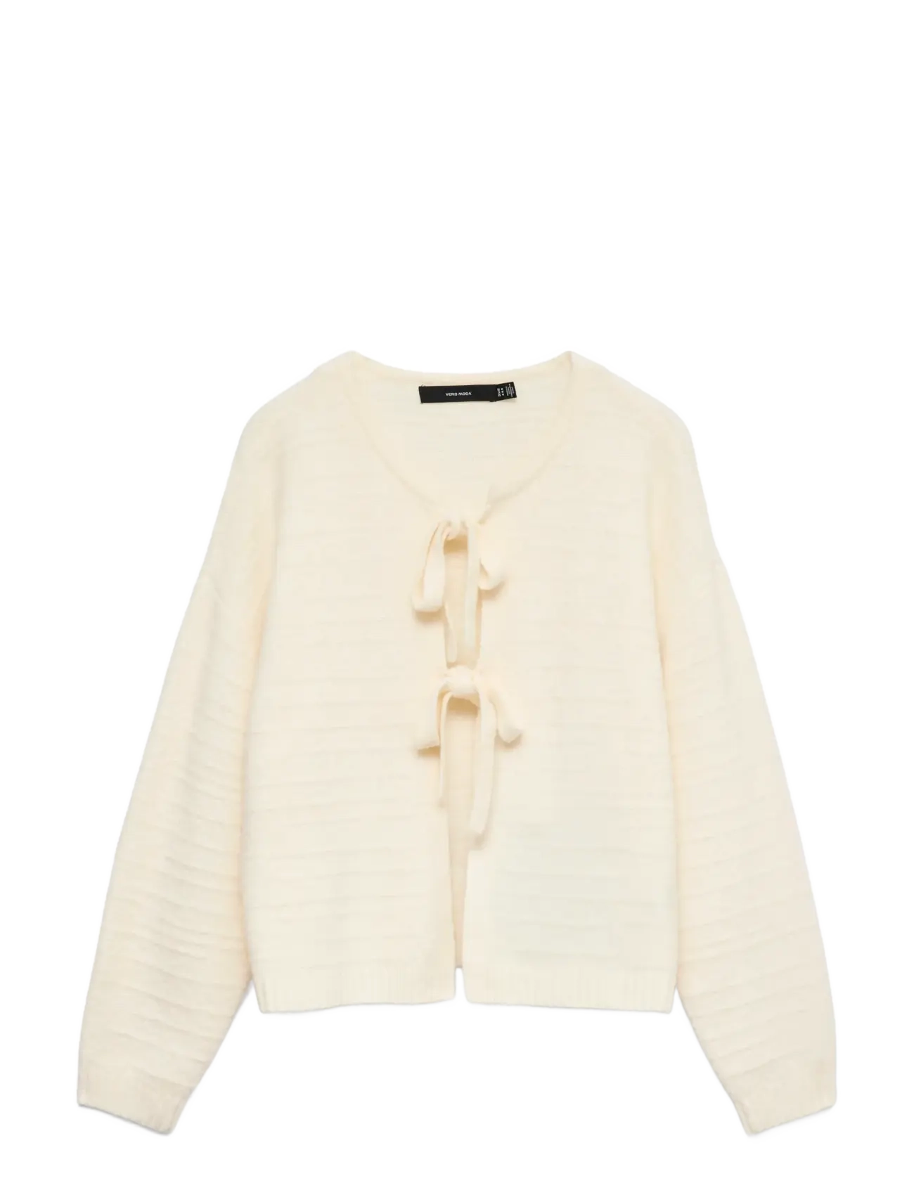 Vero Moda VMBOOM STRUCTURE LS O-NECK TIE CARD BOO - Cardigans - BIRCH / cream