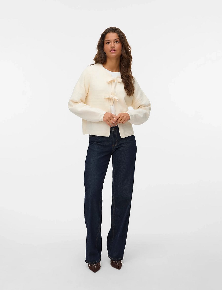 Vero Moda - VMBOOM STRUCTURE LS O-NECK TIE CARD BOO - koftor - birch - 0