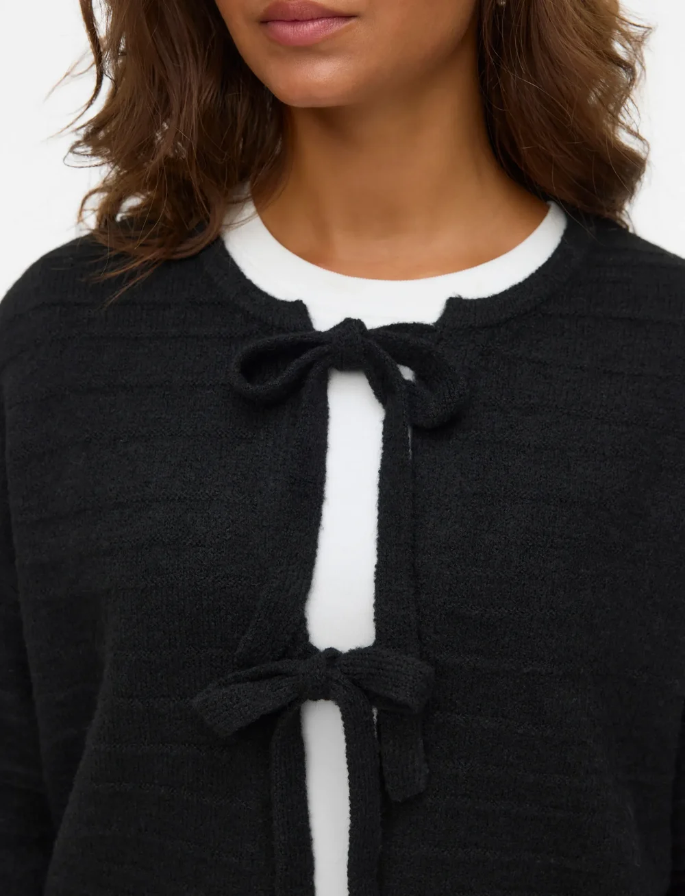 Vero Moda - VMBOOM STRUCTURE LS O-NECK TIE CARD BOO - gilets - black - 3