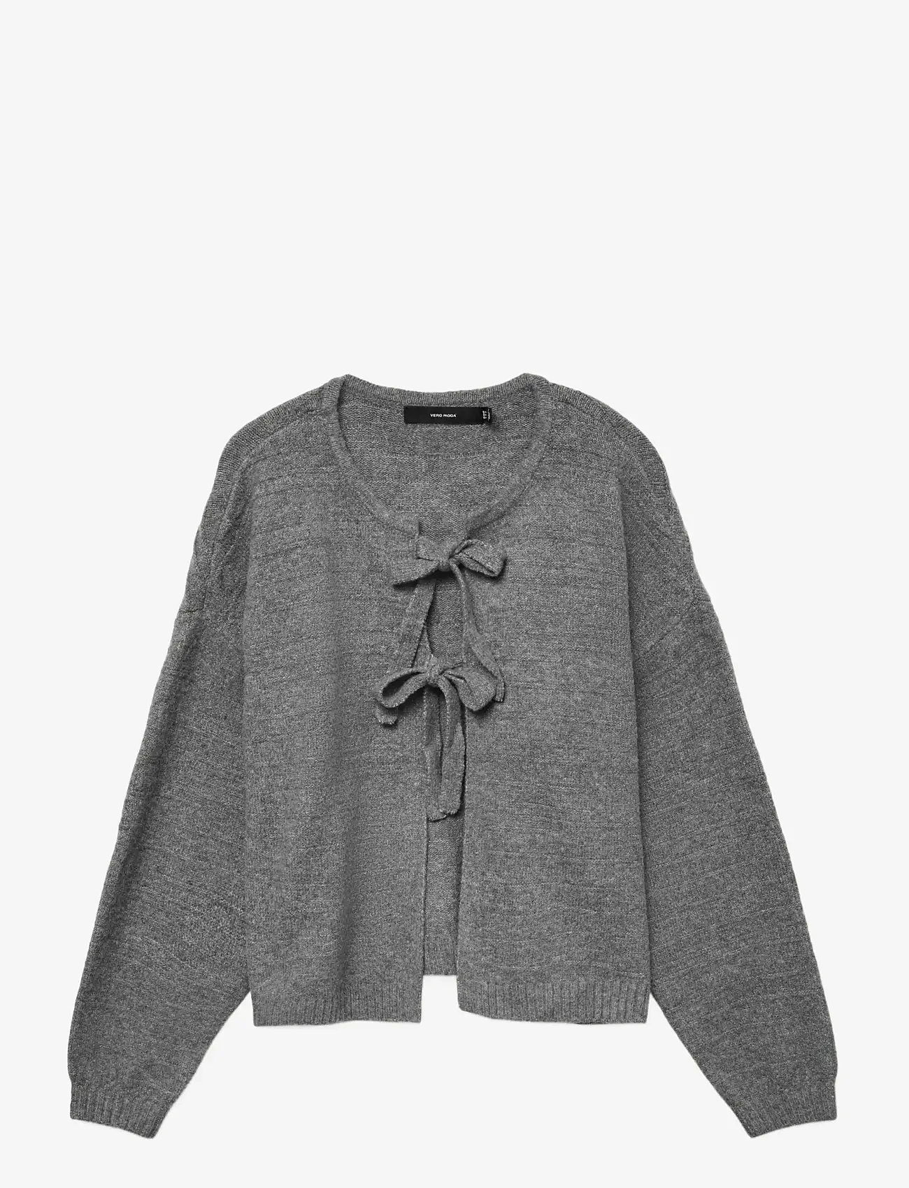 Vero Moda - VMBOOM STRUCTURE LS O-NECK TIE CARD BOO - kardiganai - medium grey melange - 1