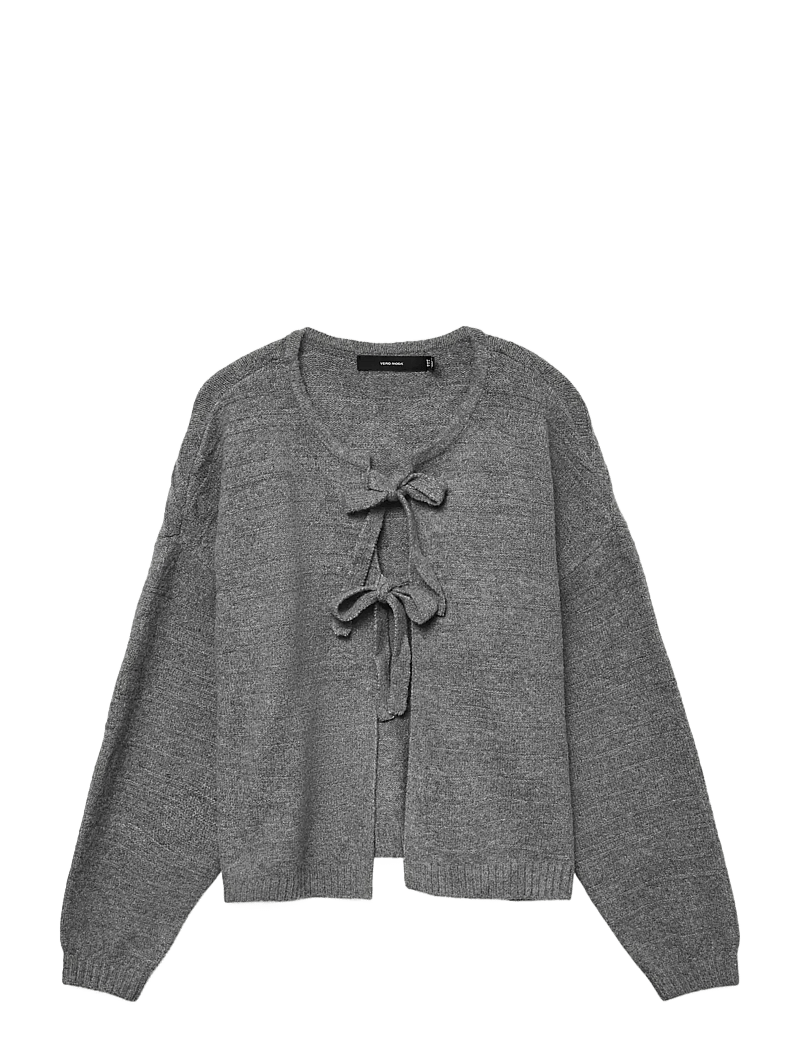 Vero Moda - VMBOOM STRUCTURE LS O-NECK TIE CARD BOO - kardiganai - medium grey melange - 1