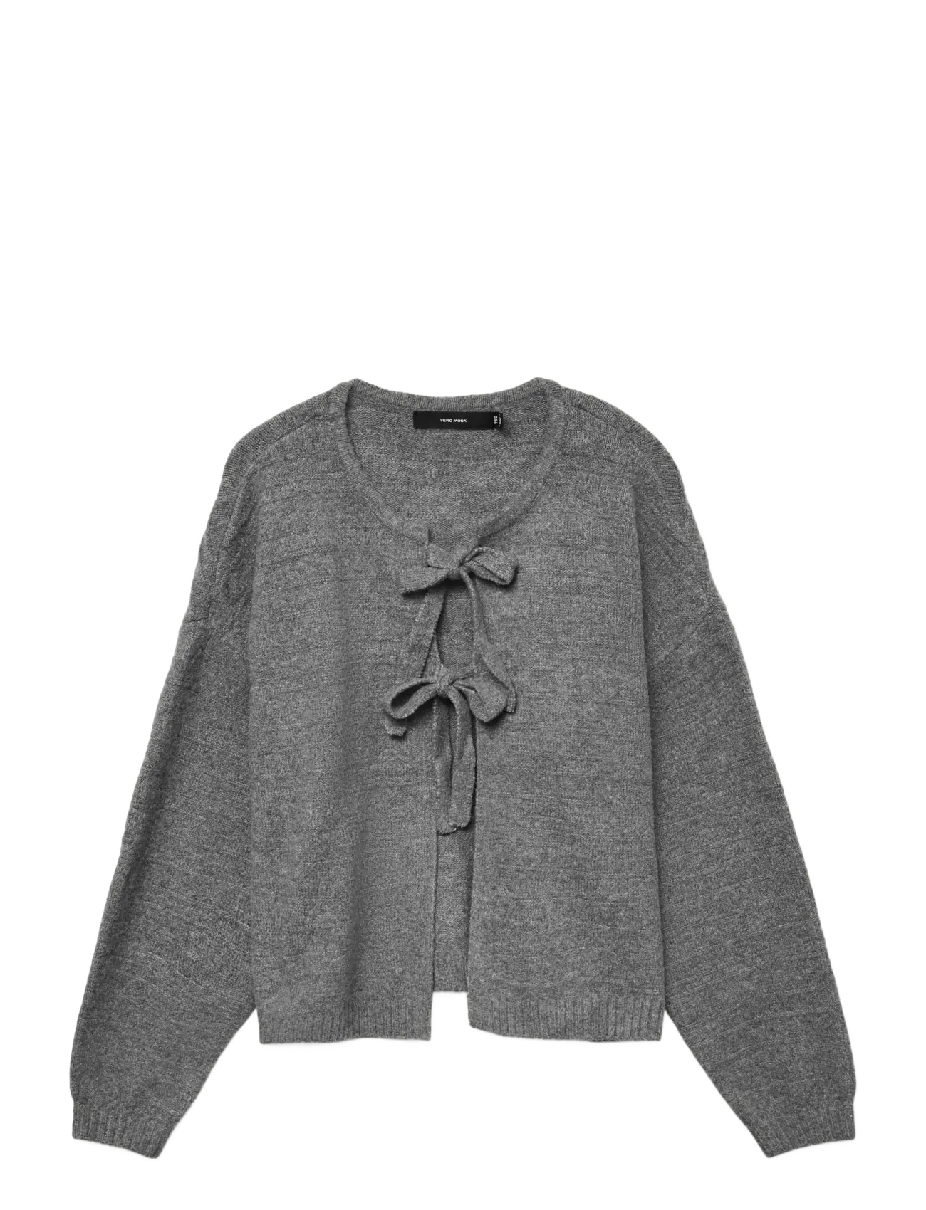 Vero Moda VMBOOM STRUCTURE LS O-NECK TIE CARD BOO - Transitional Layering - MEDIUM GREY MELANGE / grey