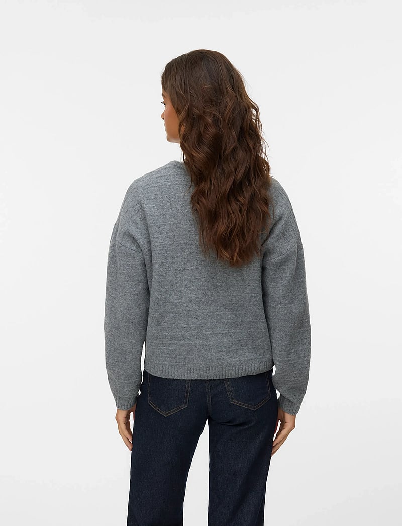 Vero Moda - VMBOOM STRUCTURE LS O-NECK TIE CARD BOO - kardiganai - medium grey melange - 2