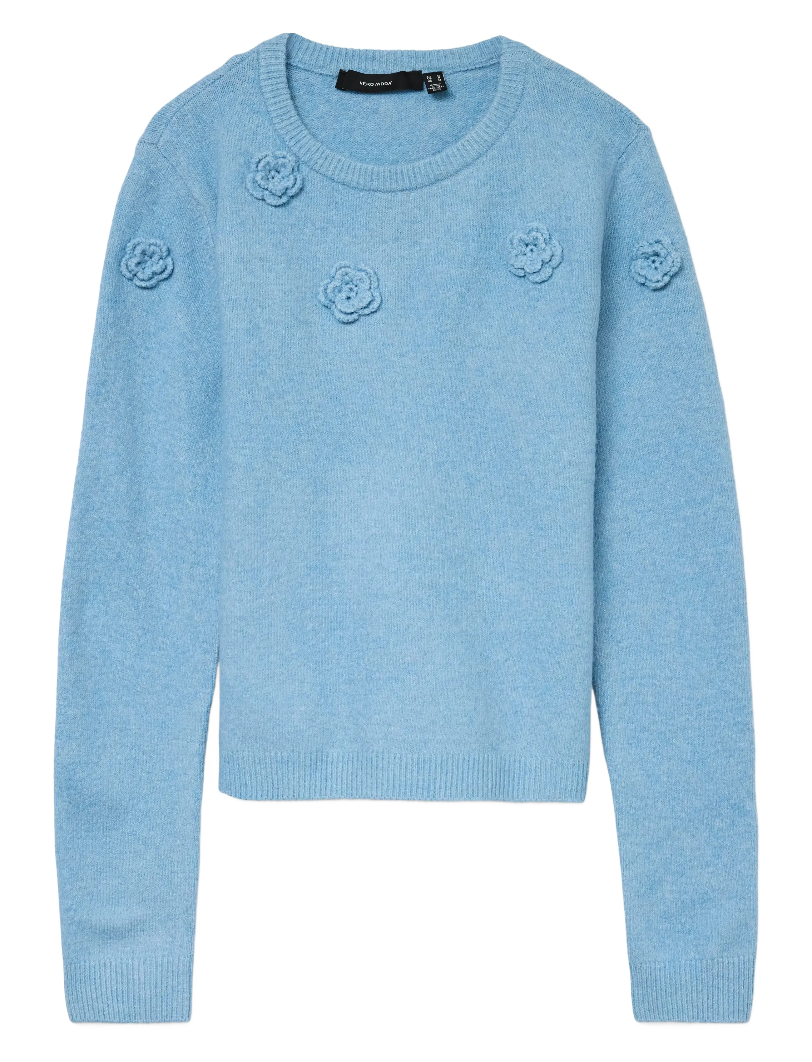 Vero Moda VMROSE LS O-NECK PULLOVER BOO - Neuleet - GLACIER LAKE / blue