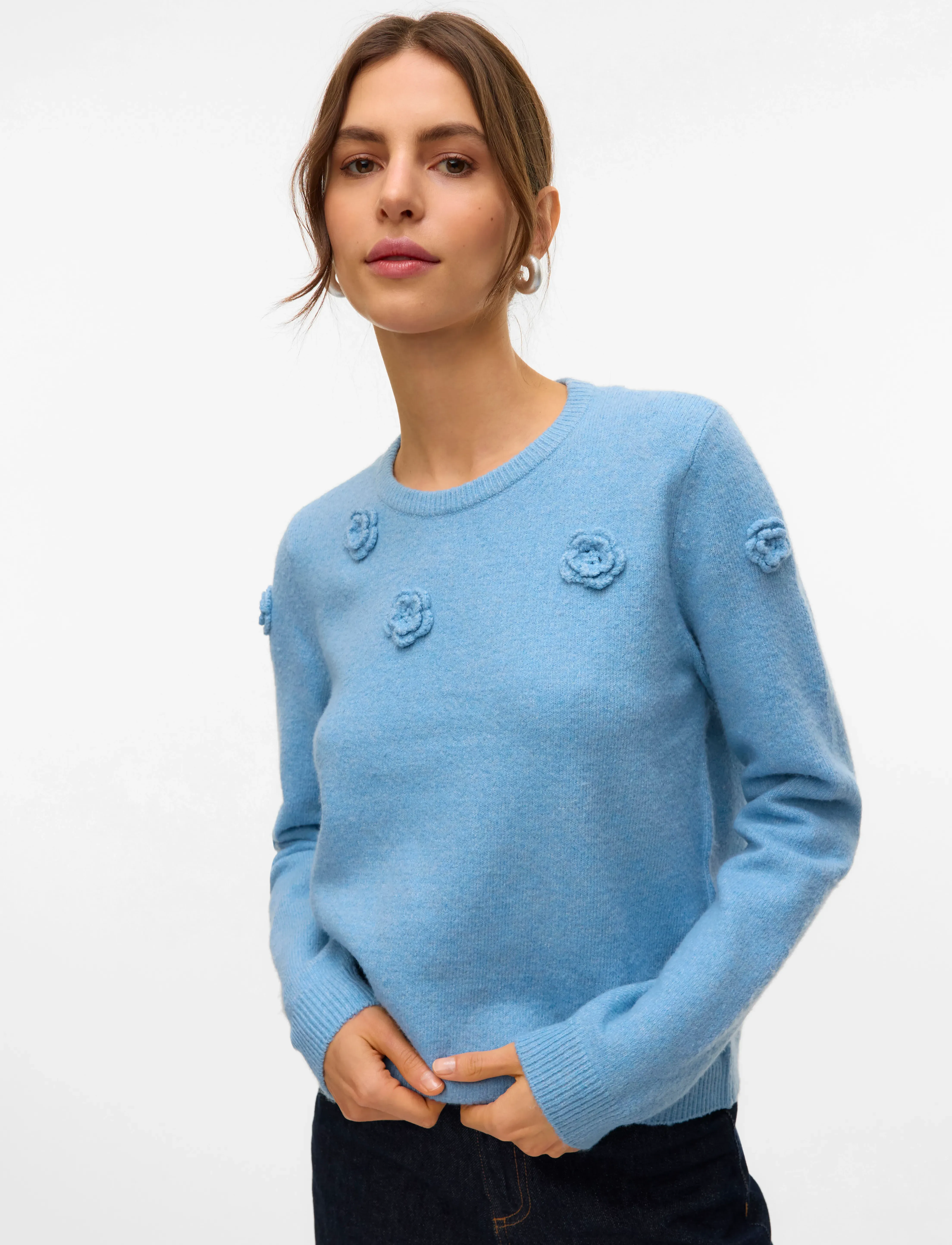 Vero Moda - VMROSE LS O-NECK PULLOVER BOO - laveste priser - glacier lake - 3