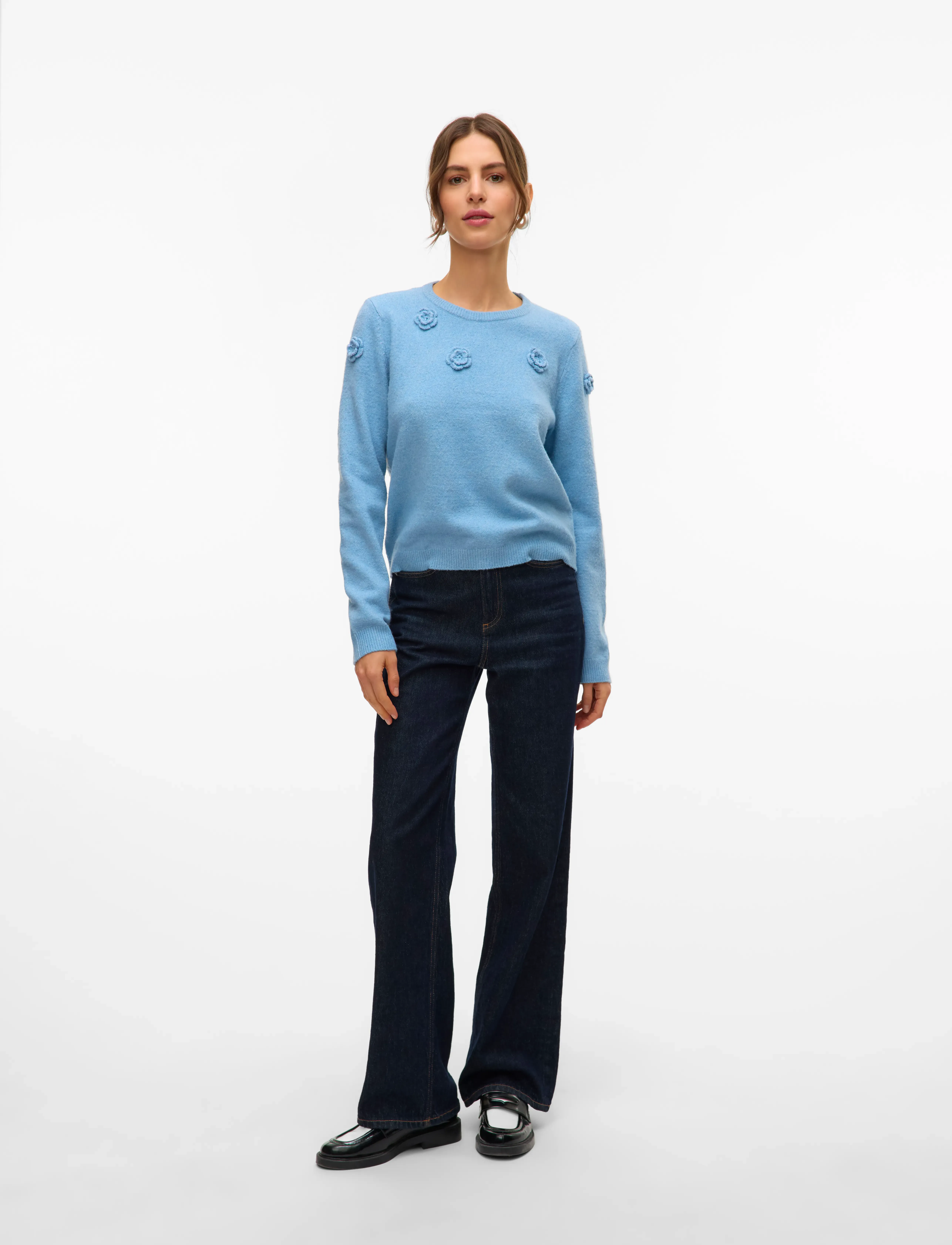 Vero Moda - VMROSE LS O-NECK PULLOVER BOO - laveste priser - glacier lake - 5