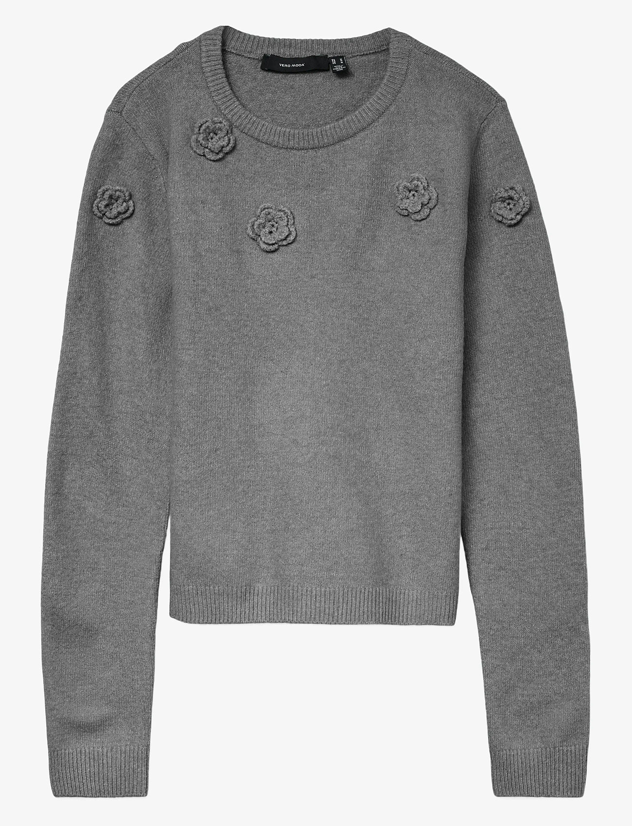 Vero Moda - VMROSE LS O-NECK PULLOVER BOO - stickade tröjor - medium grey melange - 1