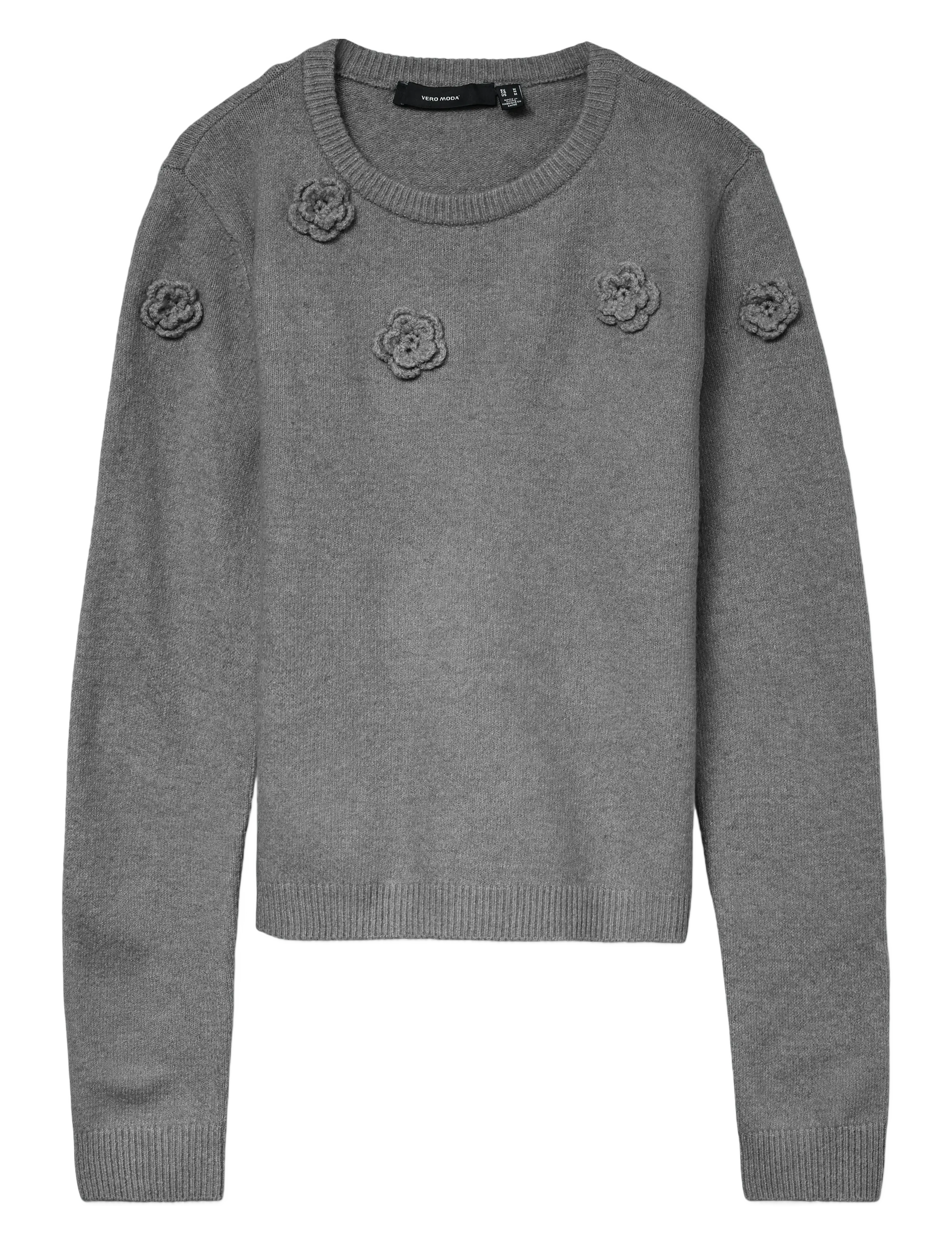 Vero Moda VMROSE LS O-NECK PULLOVER BOO - Neuleet - MEDIUM GREY MELANGE / grey