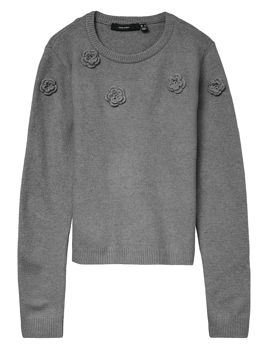 Vero Moda - VMROSE LS O-NECK PULLOVER BOO - pullover - medium grey melange - 1