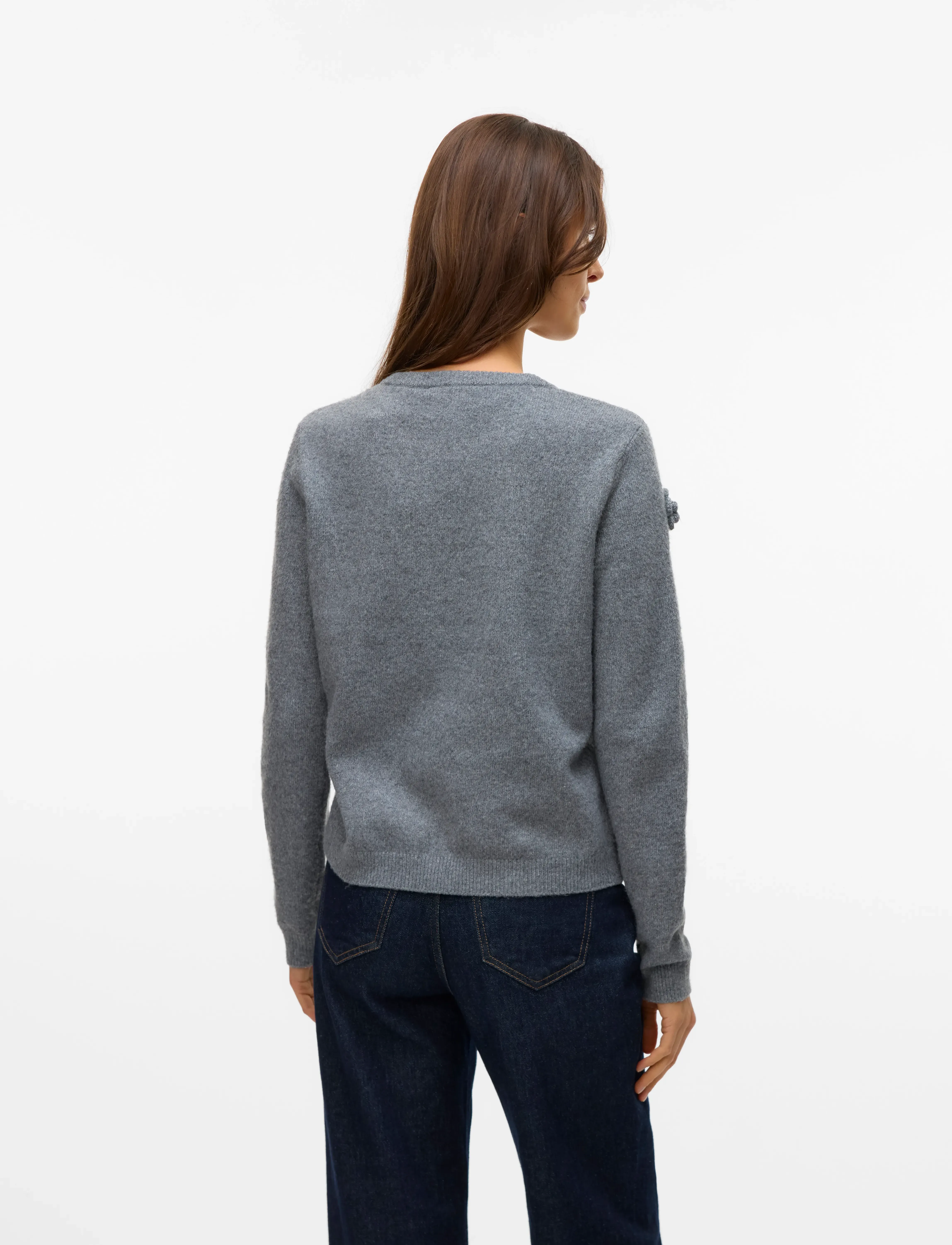 Vero Moda - VMROSE LS O-NECK PULLOVER BOO - pullover - medium grey melange - 2