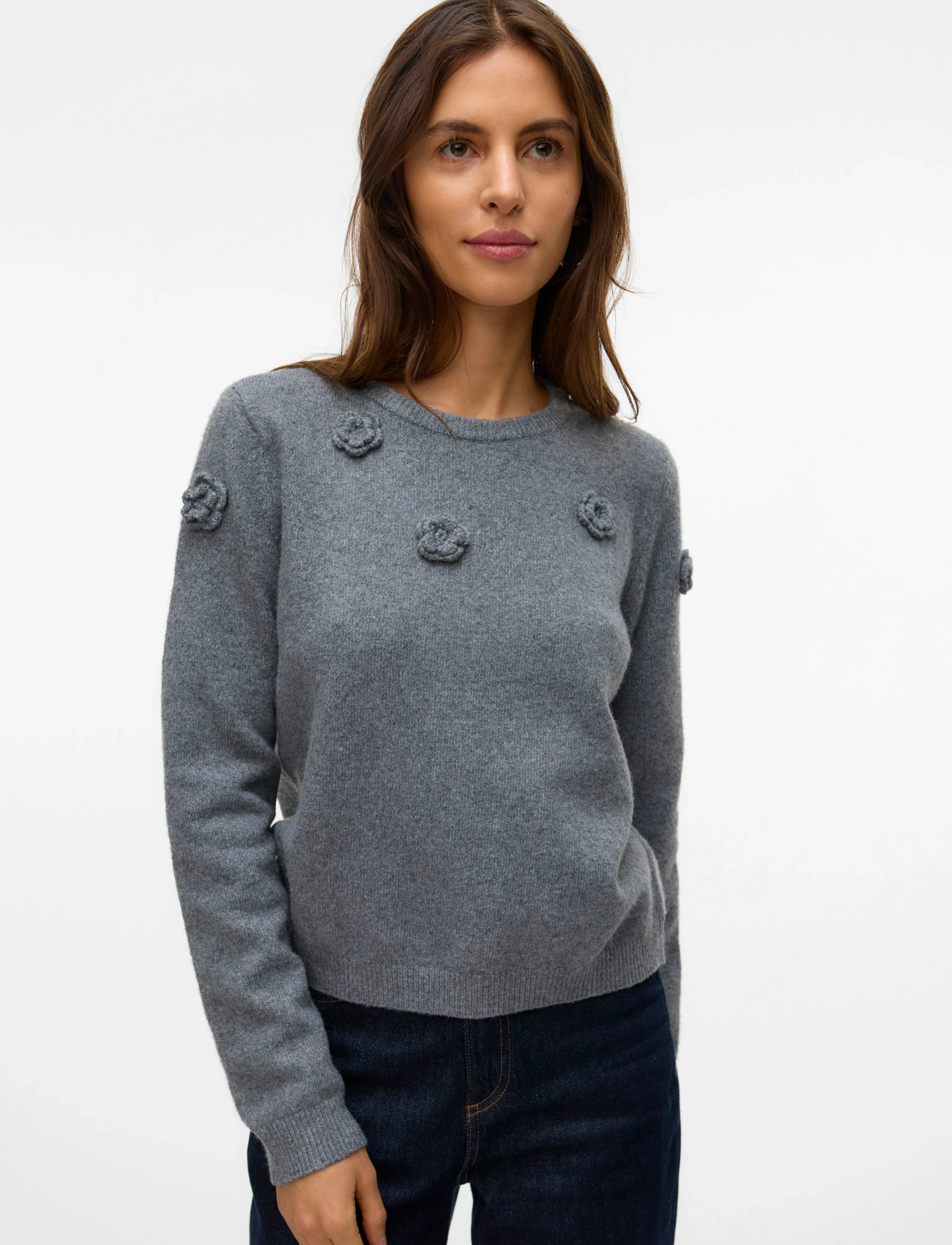 Vero Moda - VMROSE LS O-NECK PULLOVER BOO - pullover - medium grey melange - 4