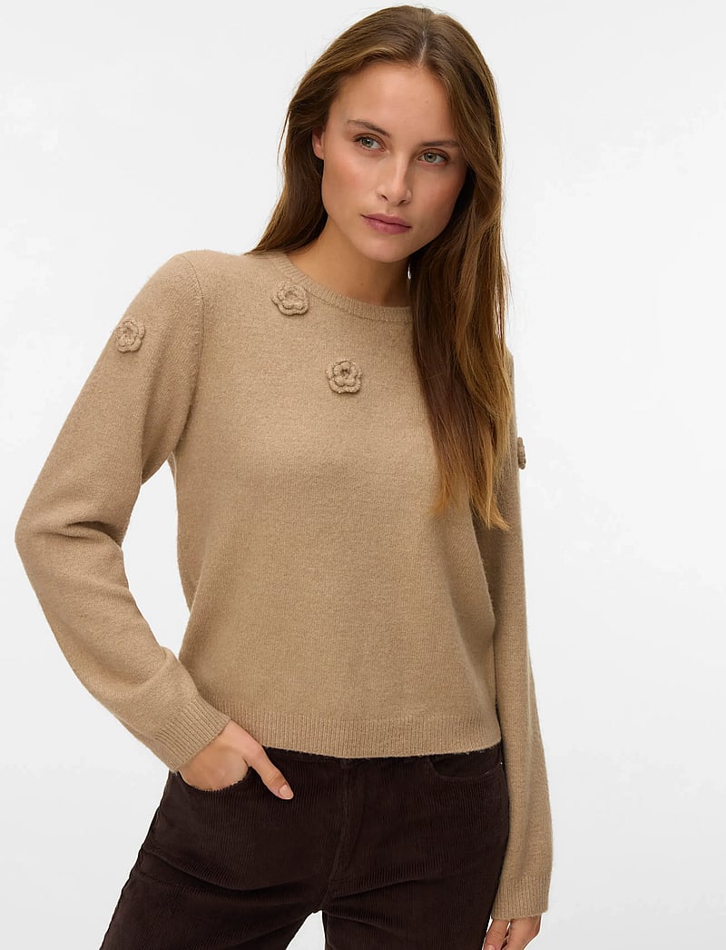 Vero Moda - VMROSE LS O-NECK PULLOVER BOO - gebreide truien - silver mink - 4