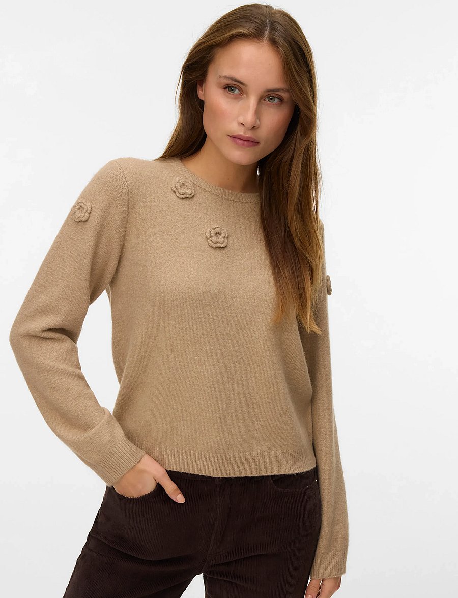 Vero Moda - VMROSE LS O-NECK PULLOVER BOO - pullover - silver mink - 4