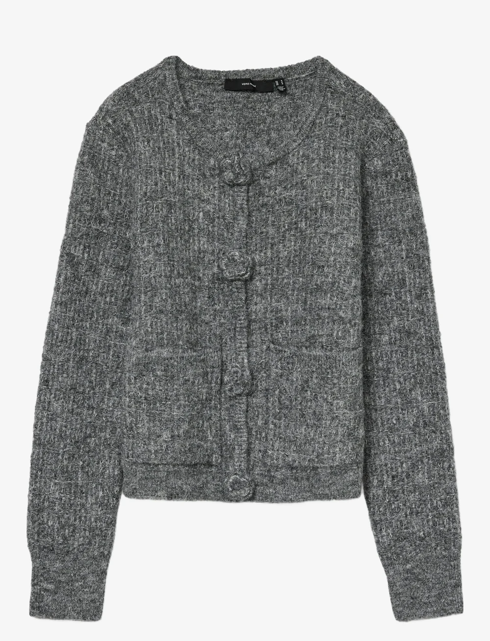 Vero Moda - VMBLOSSOM LS O-NECK CARDIGAN BOO - koftor - medium grey melange - 1