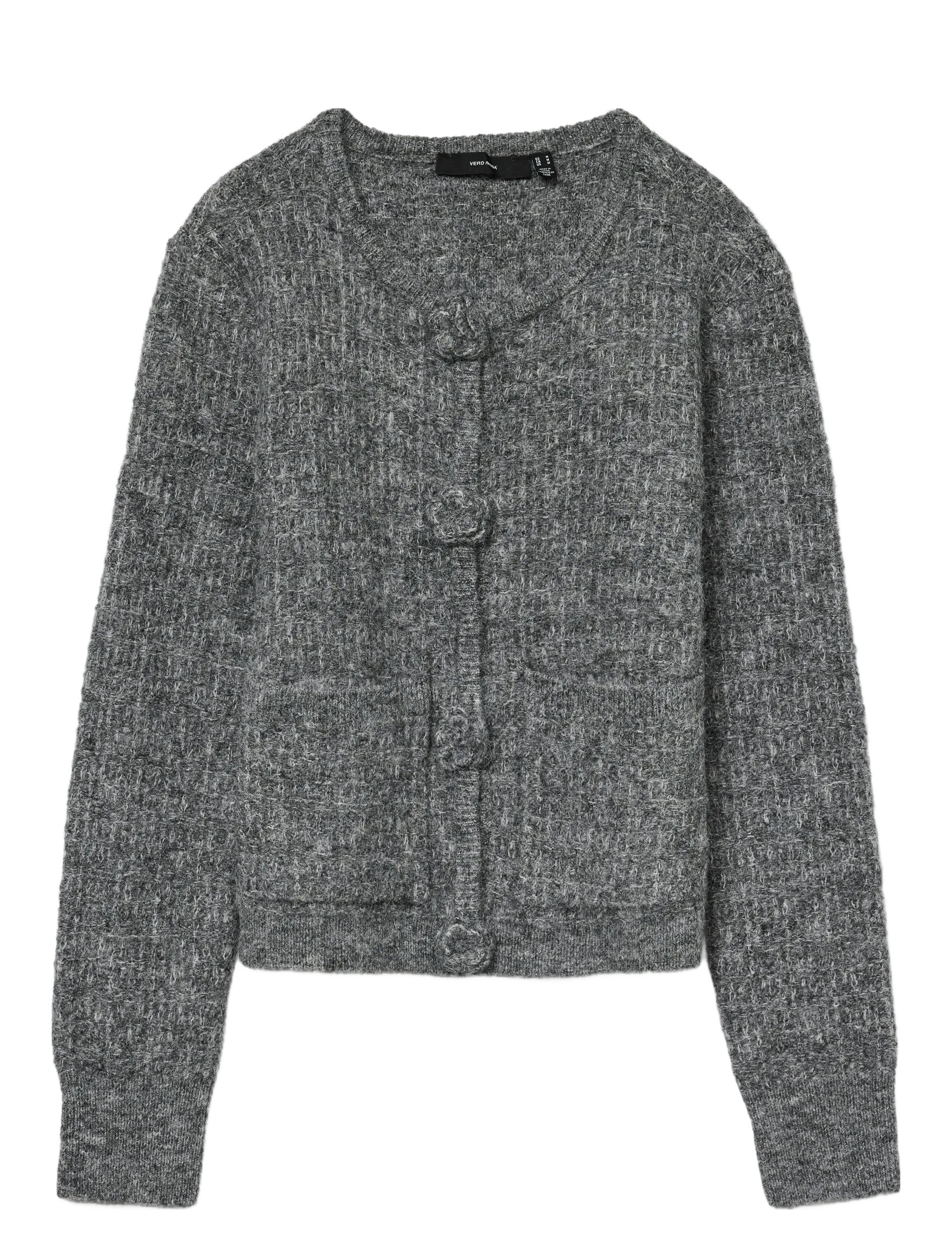 Vero Moda VMBLOSSOM LS O-NECK CARDIGAN BOO - Neuleet - MEDIUM GREY MELANGE / grey