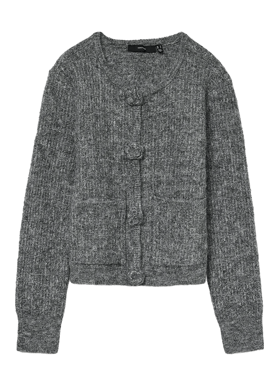Vero Moda - VMBLOSSOM LS O-NECK CARDIGAN BOO - gilets - medium grey melange - 1
