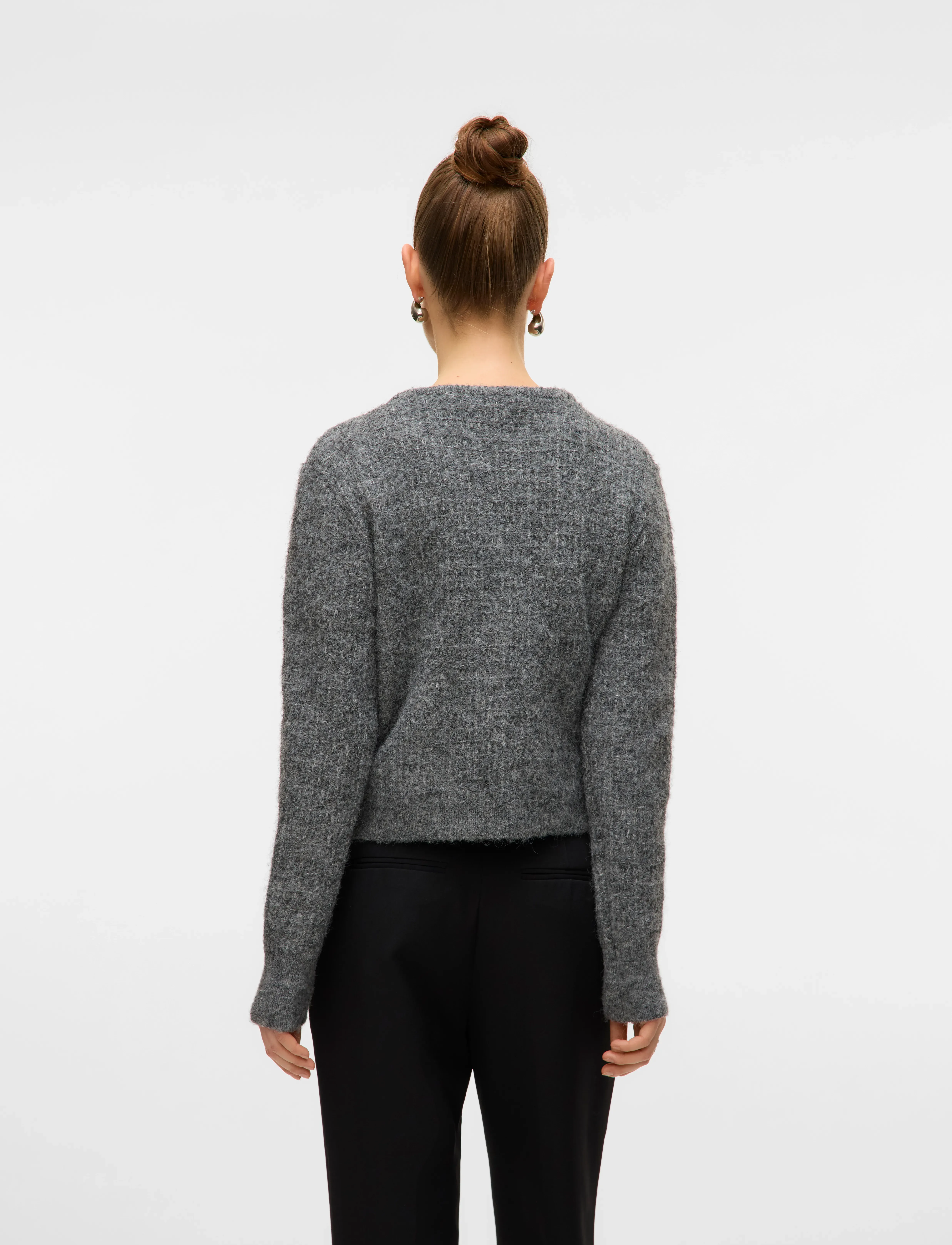 Vero Moda - VMBLOSSOM LS O-NECK CARDIGAN BOO - gilets - medium grey melange - 2