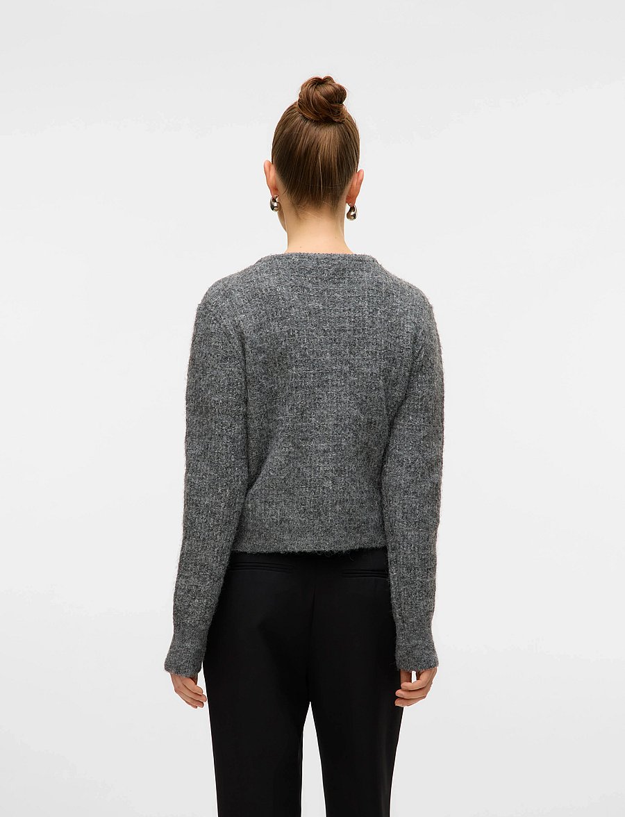 Vero Moda - VMBLOSSOM LS O-NECK CARDIGAN BOO - gilets - medium grey melange - 2