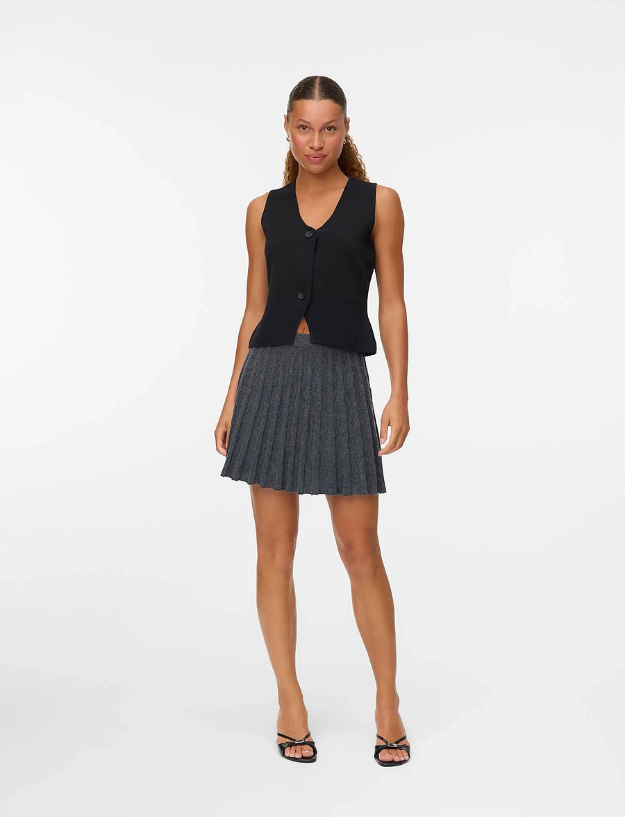 Vero Moda - VMMARINA NW SKATERSKIRT BOO - faltenröcke - dark grey melange - 0