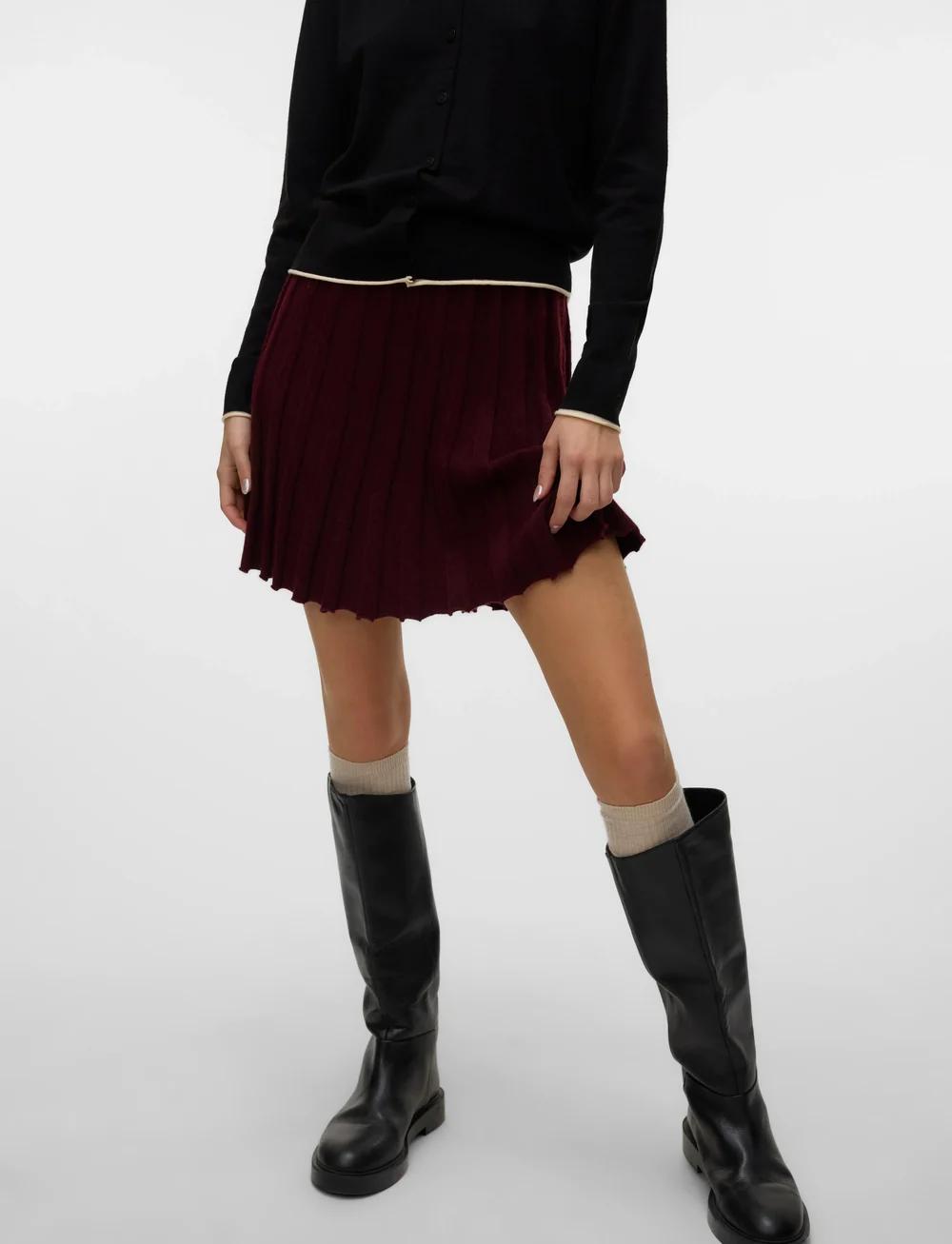 Vero Moda - VMMARINA NW SKATERSKIRT BOO - plisserede nederdele - winetasting - 3