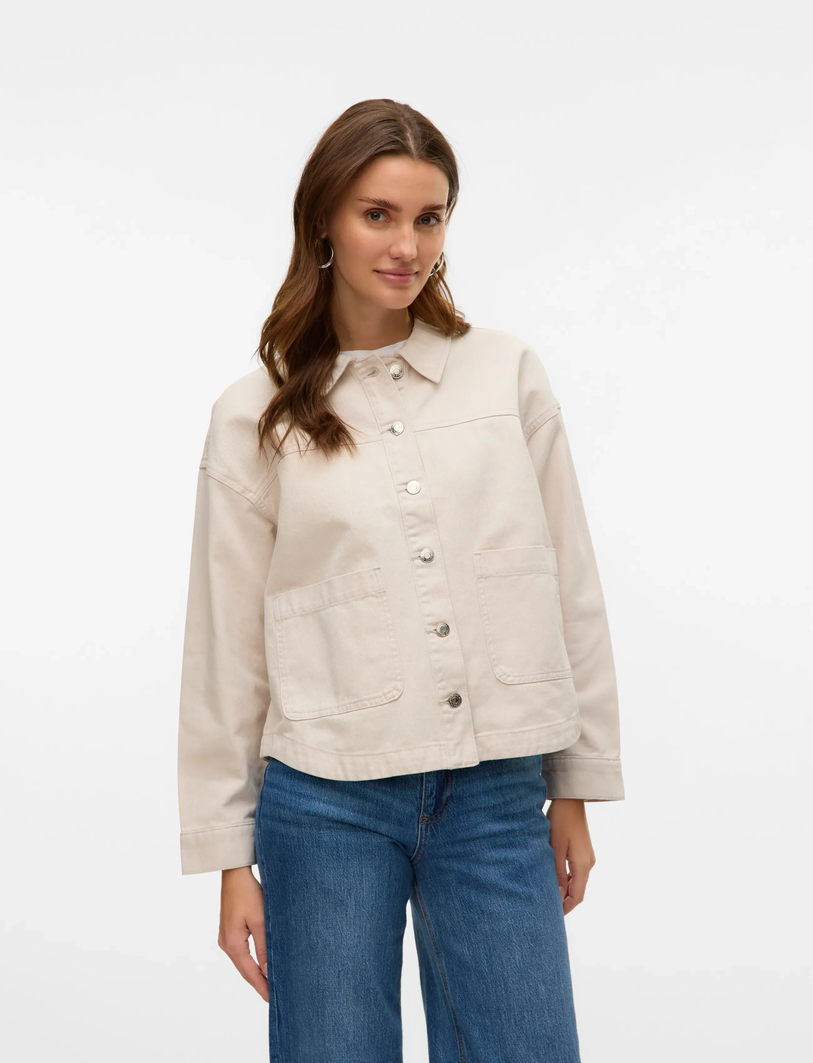 Vero Moda VMJAMIE LS DENIM SHACKET MIX GA NOOS - Jacken - BIRCH / cream