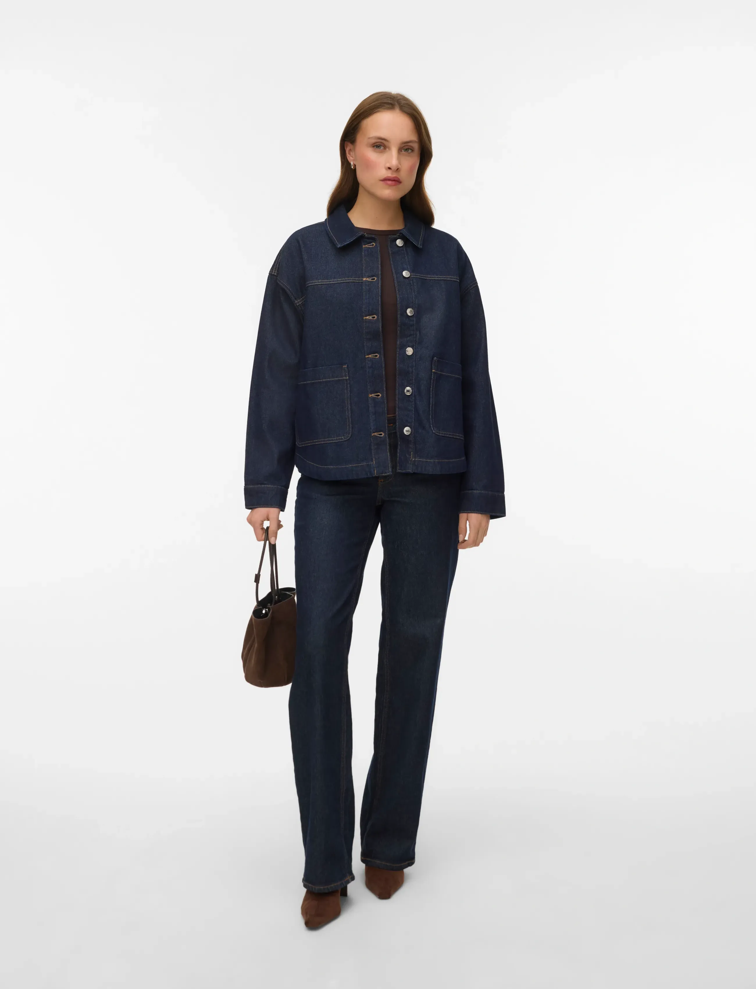 Vero Moda VMJAMIE LS DENIM SHACKET MIX GA NOOS - Kläder - DARK BLUE DENIM / navy