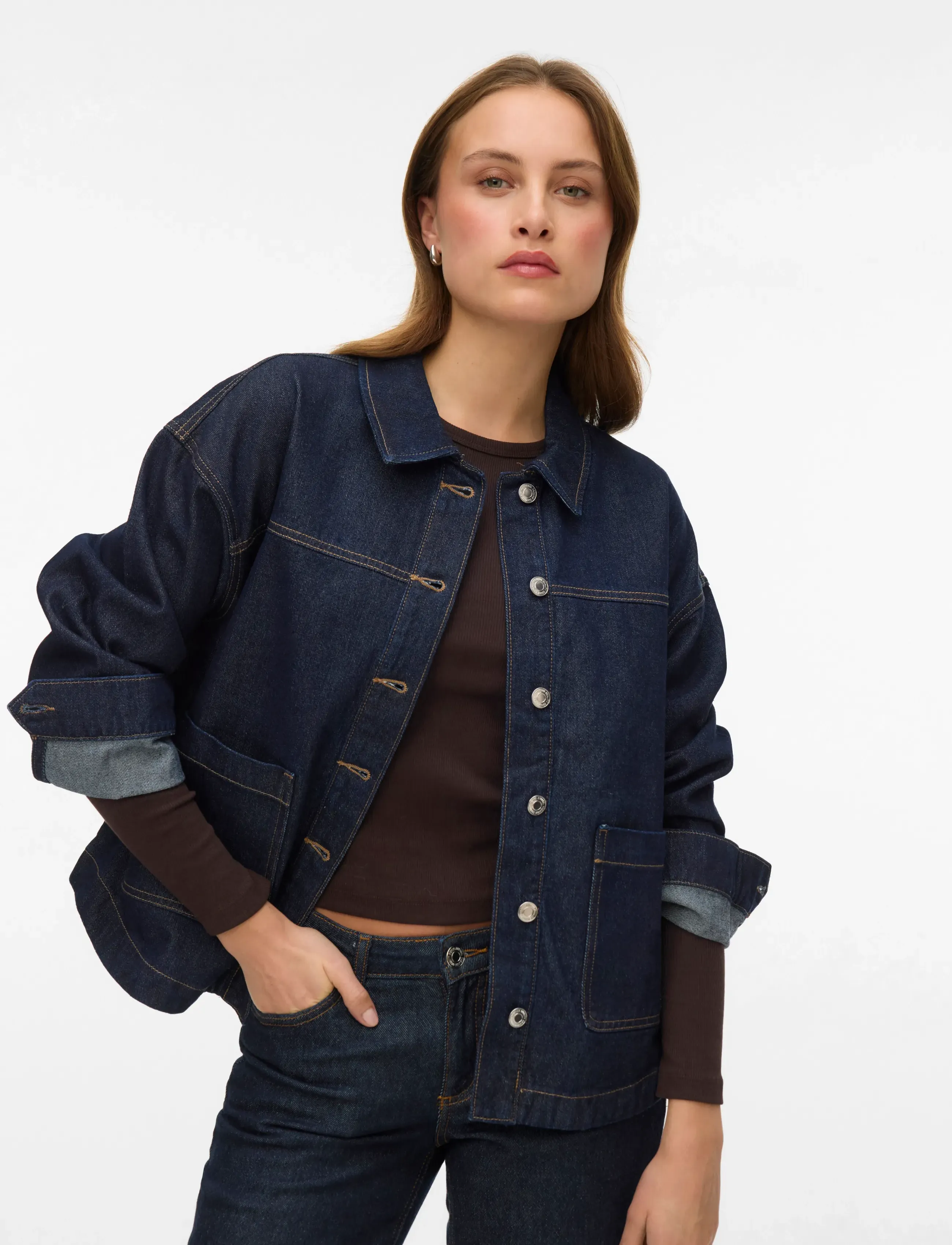 Vero Moda - VMJAMIE LS DENIM SHACKET MIX GA NOOS - vårjackor - dark blue denim - 4