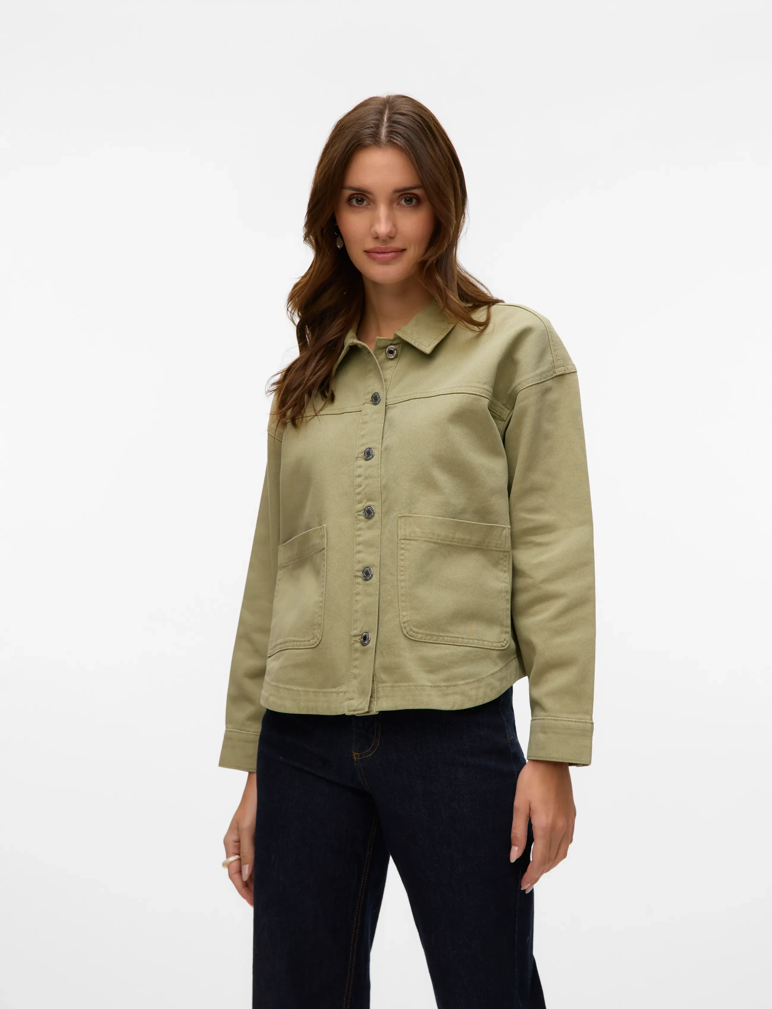 Vero Moda VMJAMIE LS DENIM SHACKET MIX GA NOOS - Jackor - LAUREL WREATH / green