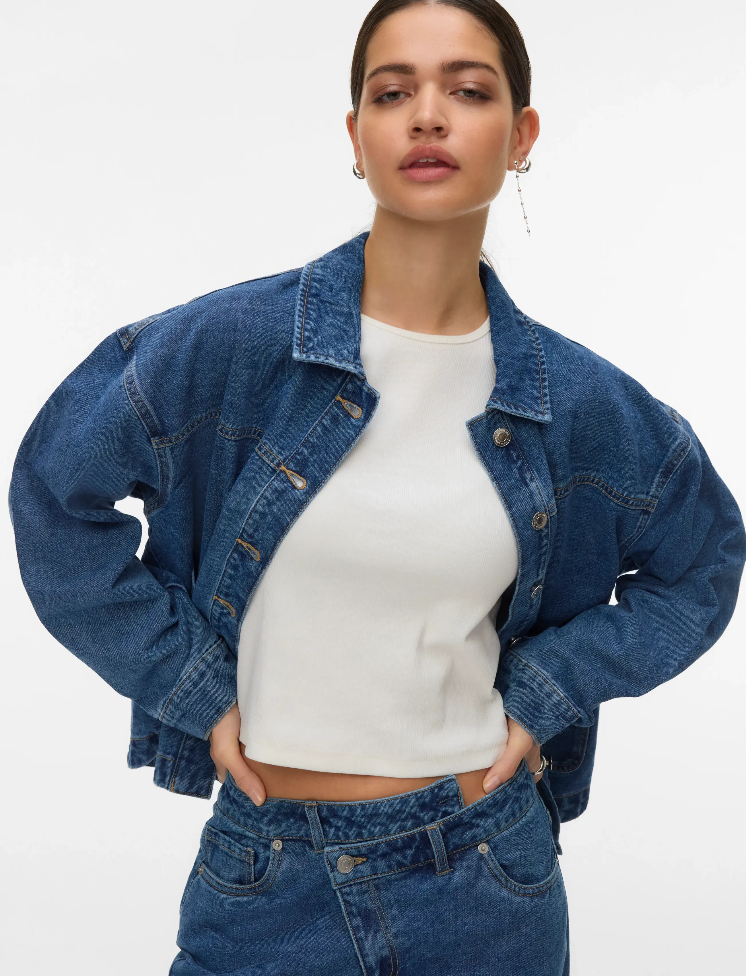 VERO MODA Vmjamie Ls Denim Shacket Mix Ga Noos jackor dam – bild 3