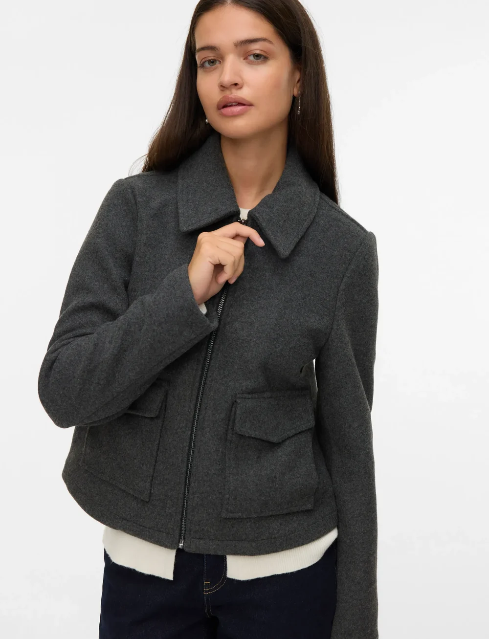 Vero Moda - VMSAFIR SHORT JACKET GA NOOS - sügisjakid - dark grey melange - 4