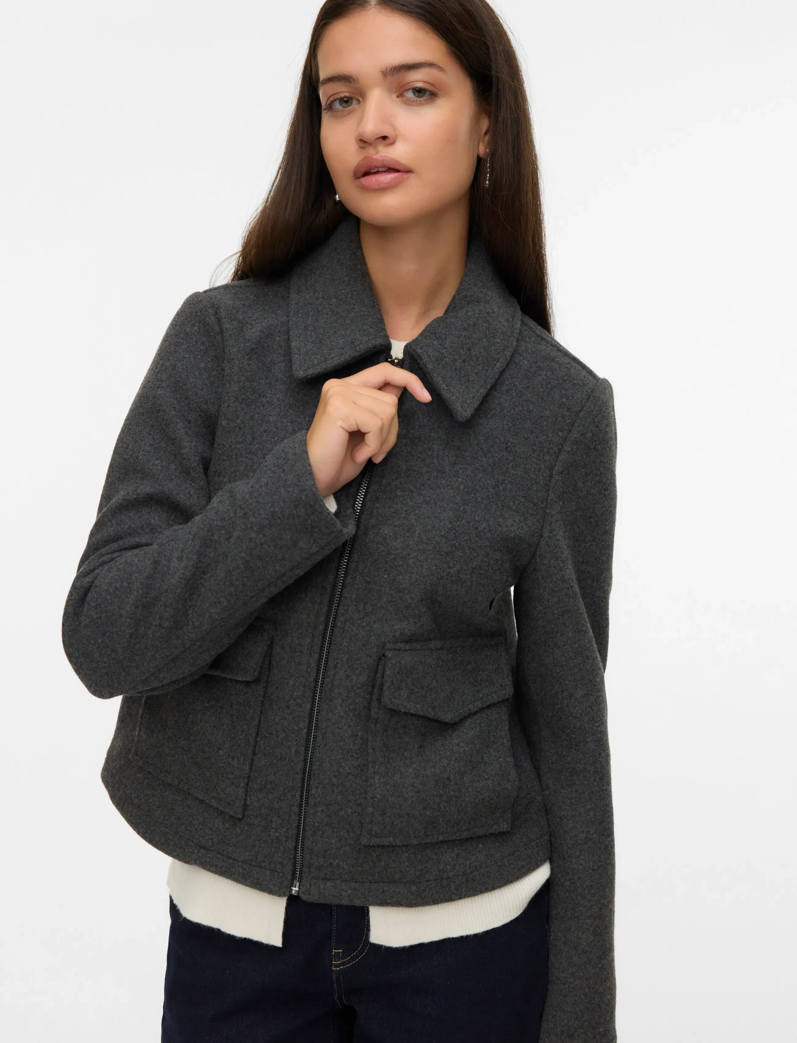 Vero Moda - VMSAFIR SHORT JACKET GA NOOS - frühlingsjacken - dark grey melange - 4