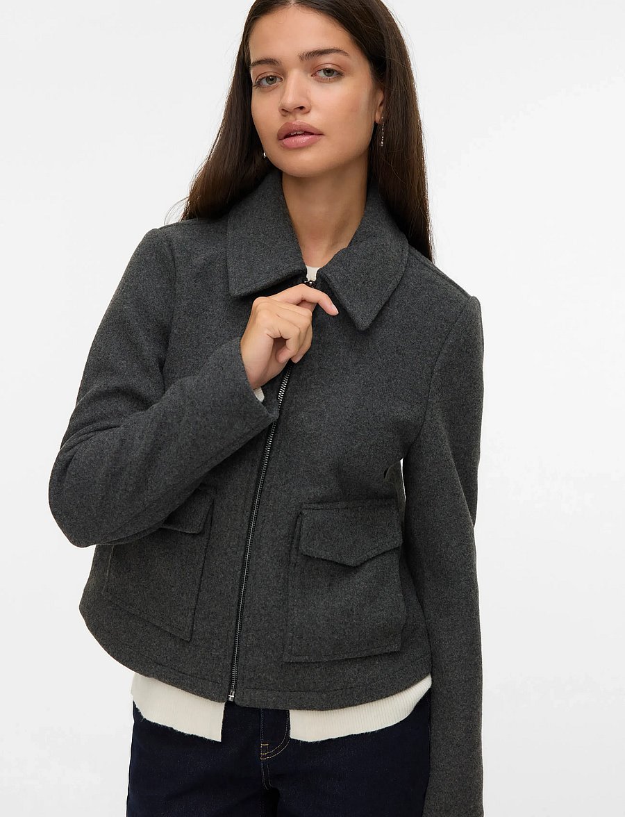 Vero Moda - VMSAFIR SHORT JACKET GA NOOS - frühlingsjacken - dark grey melange - 4
