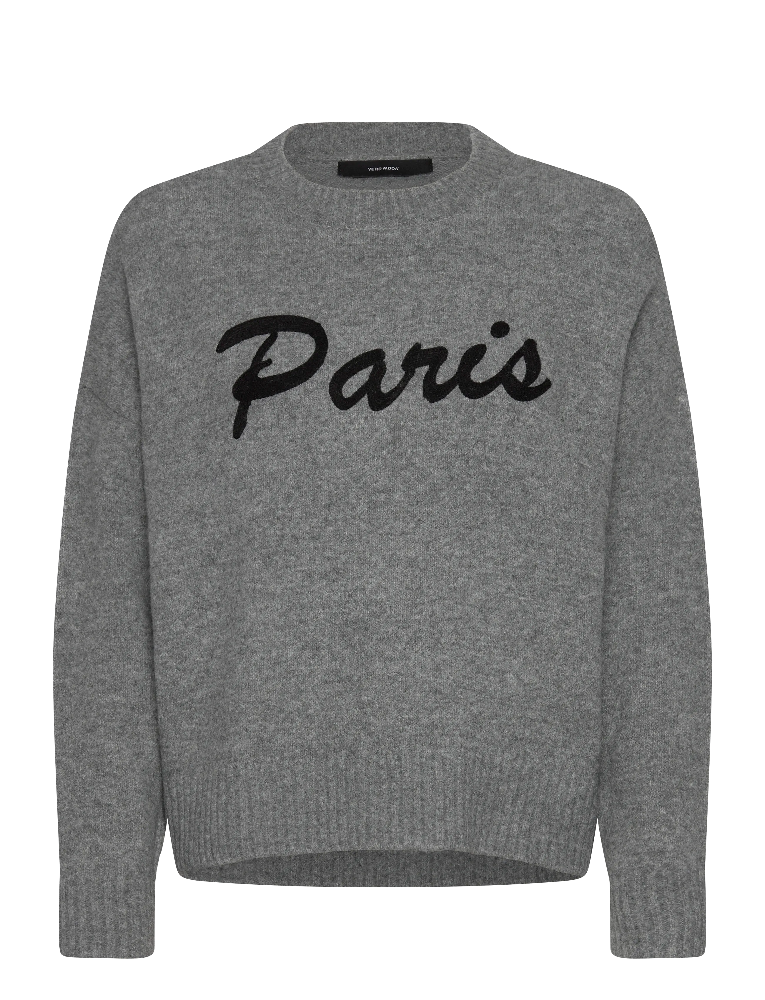 VERO MODA Vmboom Ls O-Neck Text Pullover Noos Grau - M - Damen