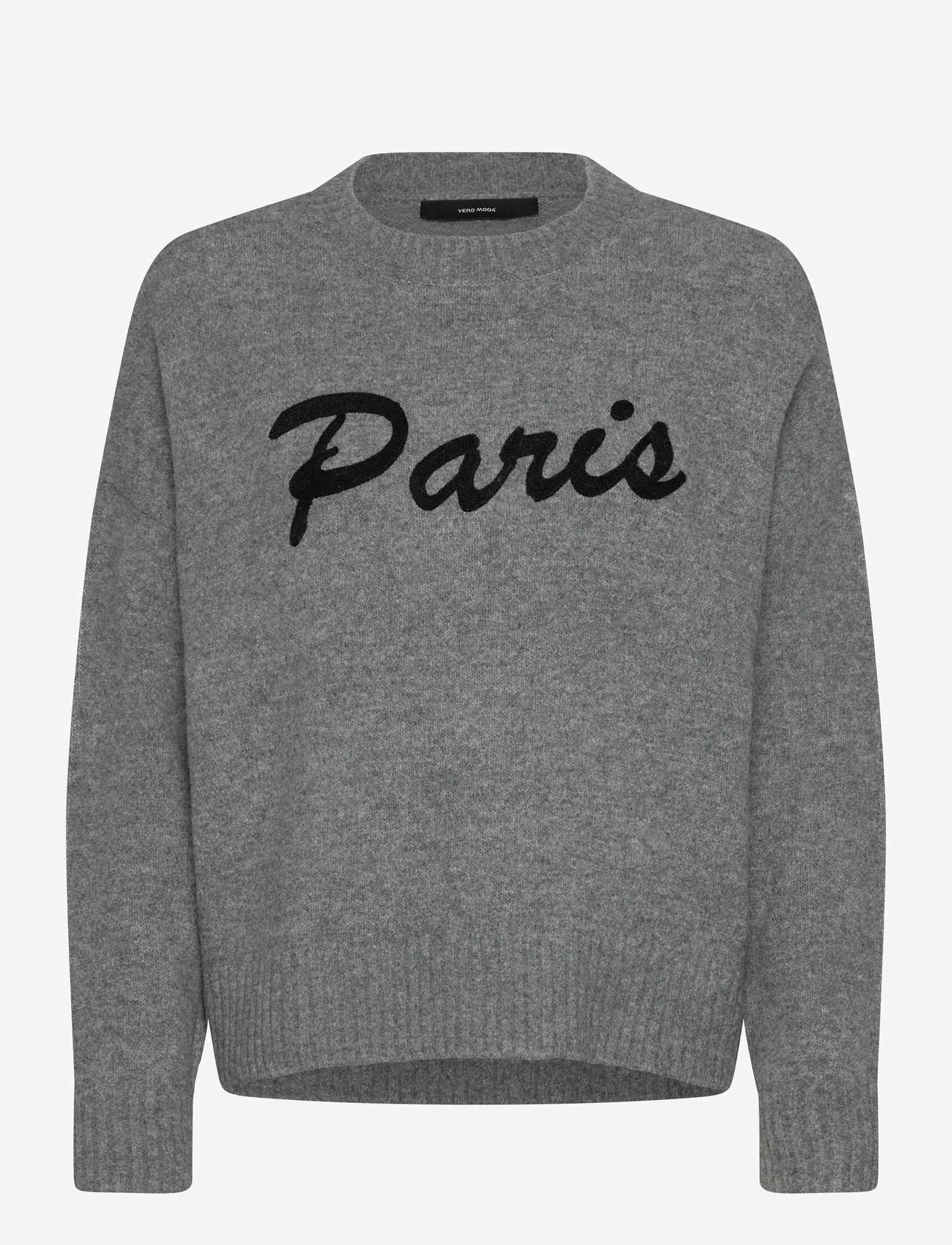 Vero Moda - VMBOOM LS O-NECK TEXT PULLOVER NOOS - herbstliche kleidung - medium grey melange - 0