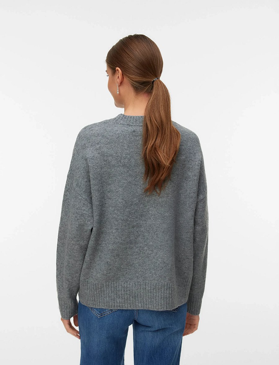 Vero Moda - VMBOOM LS O-NECK TEXT PULLOVER NOOS - pullover - medium grey melange - 3