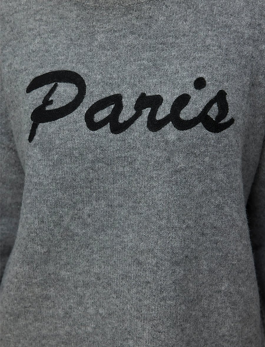 Vero Moda - VMBOOM LS O-NECK TEXT PULLOVER NOOS - pullover - medium grey melange - 5
