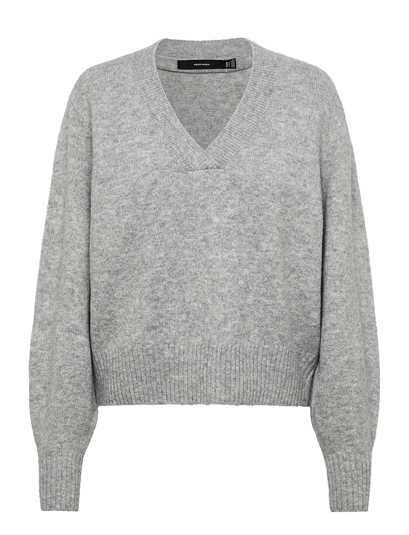 Vero Moda - VMBOOM LS V-NECK PULLOVER NOOS - sviitrid - light grey melange - 1