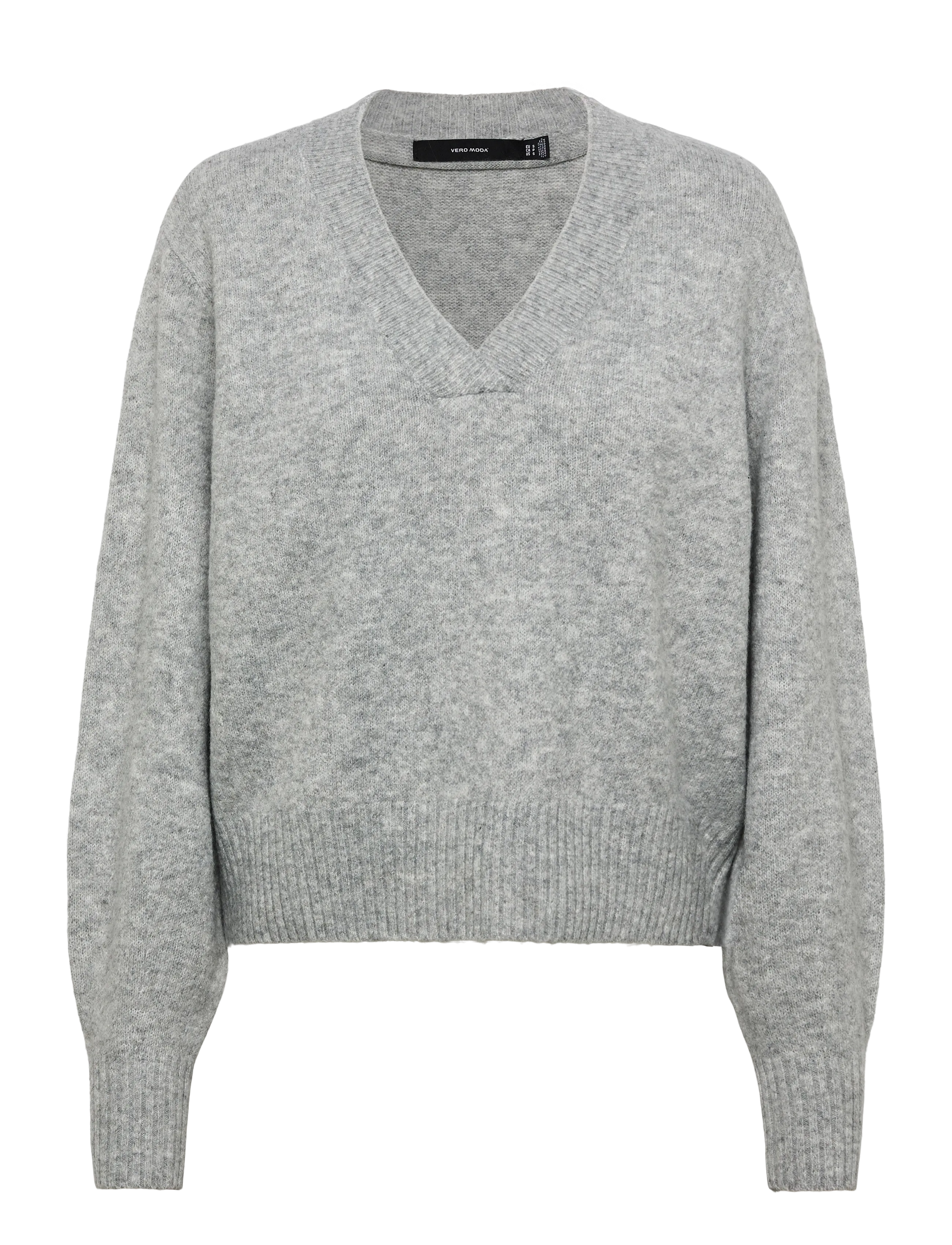 Vero Moda VMBOOM LS V-NECK PULLOVER NOOS - Neuleet - LIGHT GREY MELANGE / grey