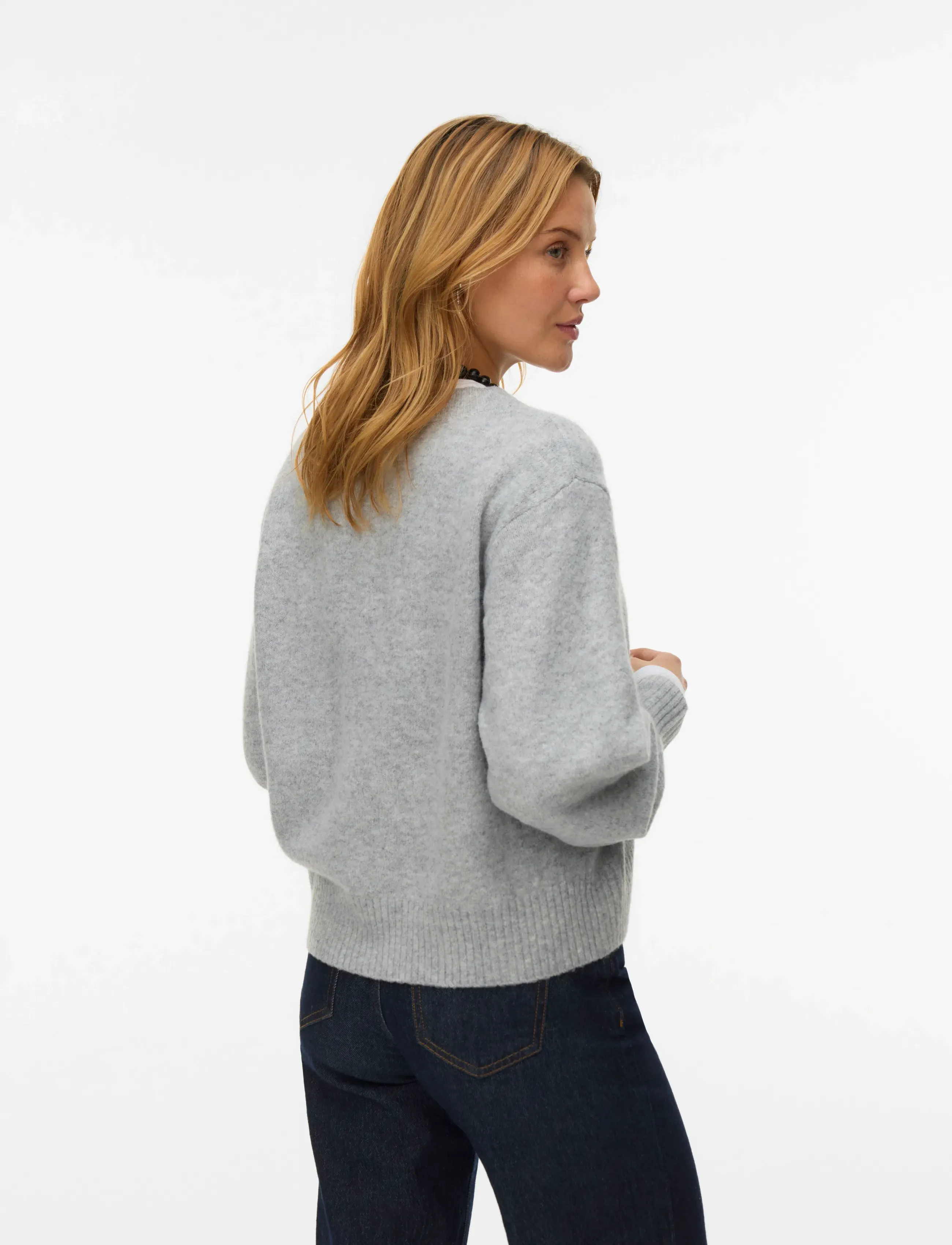 Vero Moda - VMBOOM LS V-NECK PULLOVER NOOS - madalaimad hinnad - light grey melange - 3