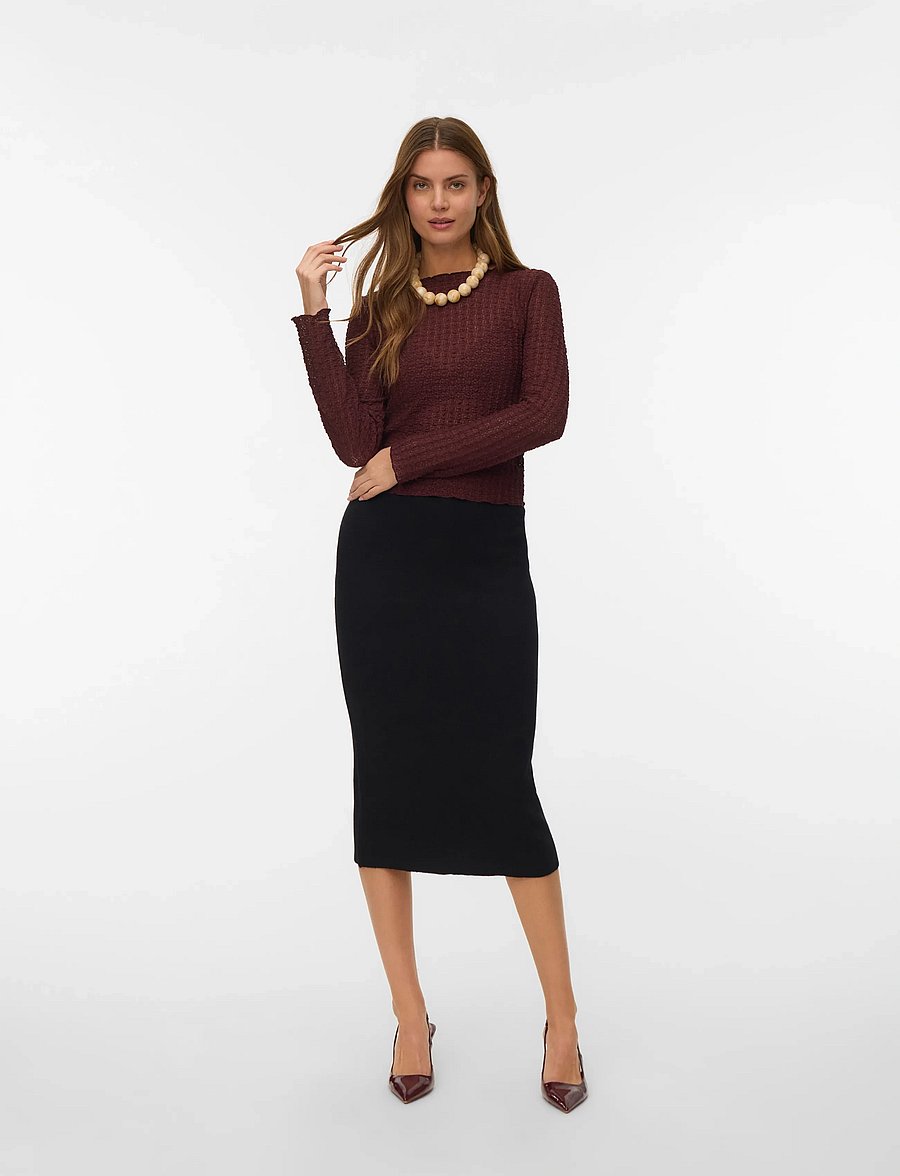 Vero Moda - VMSABA FULLNEEDL NW 7/8 LNGHT SKIRT NOOS - strickröcke - black - 0