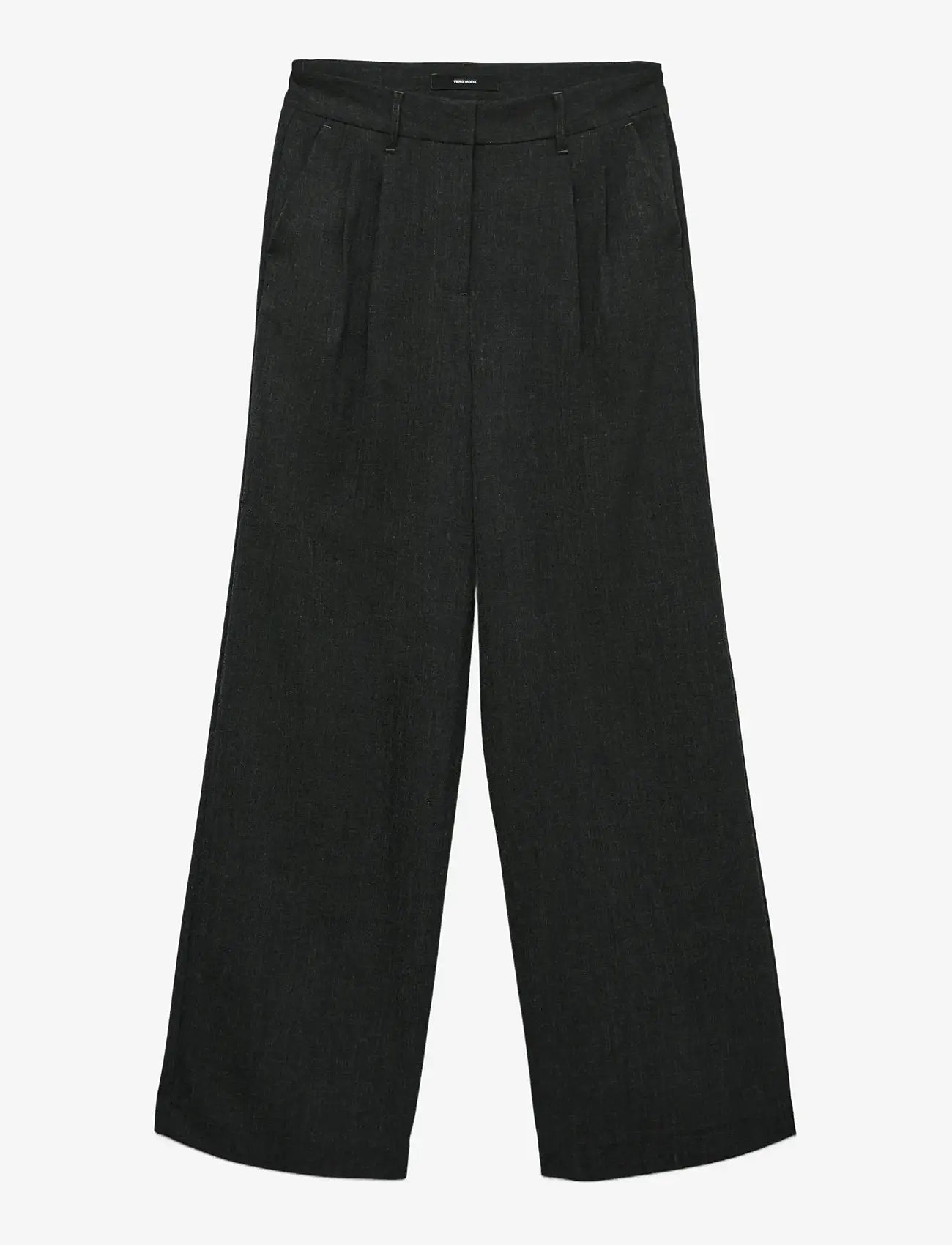 Vero Moda - VMBESTIE MW WIDE DAD PANT NOOS - bikses ar platām starām - dark grey melange - 1