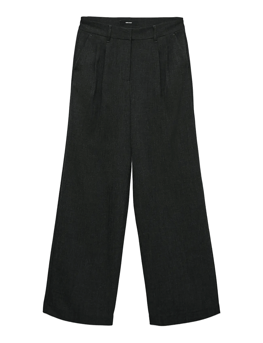Vero Moda - VMBESTIE MW WIDE DAD PANT NOOS - plačios kelnės - dark grey melange - 1