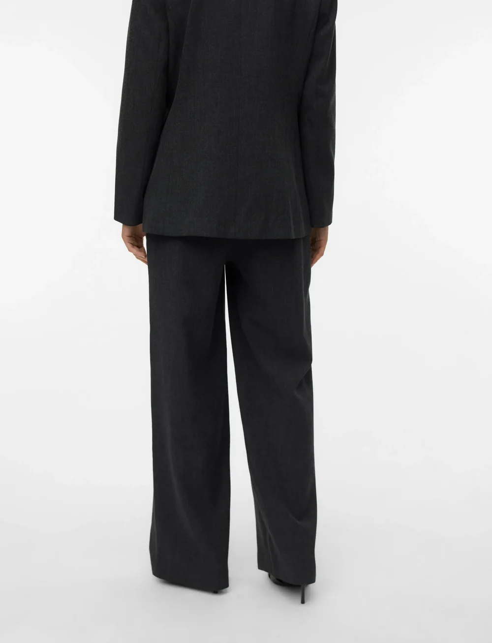 Vero Moda - VMBESTIE MW WIDE DAD PANT NOOS - vida byxor - dark grey melange - 2